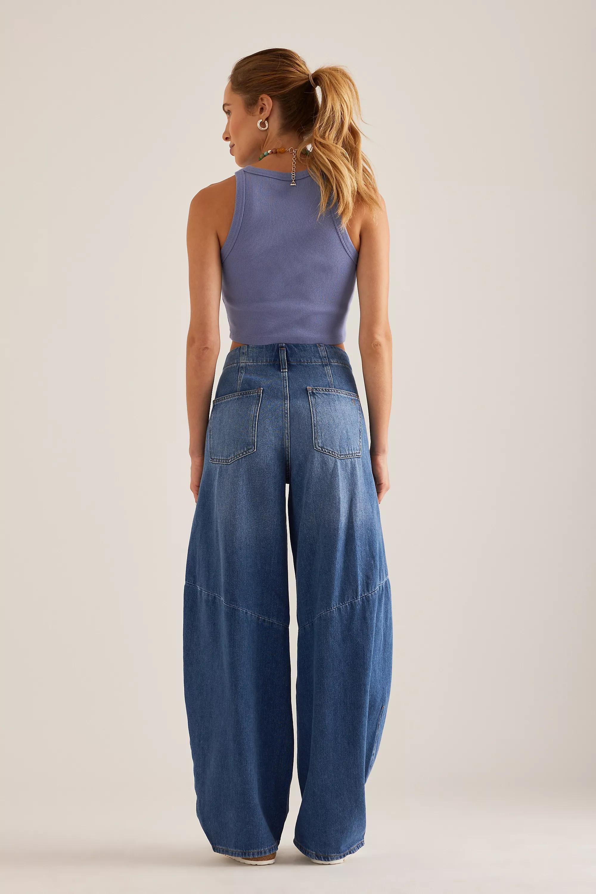 By Pilcro High Rise Tapered Wide Legs Jeans, Navy, A501_0093, large image number 3