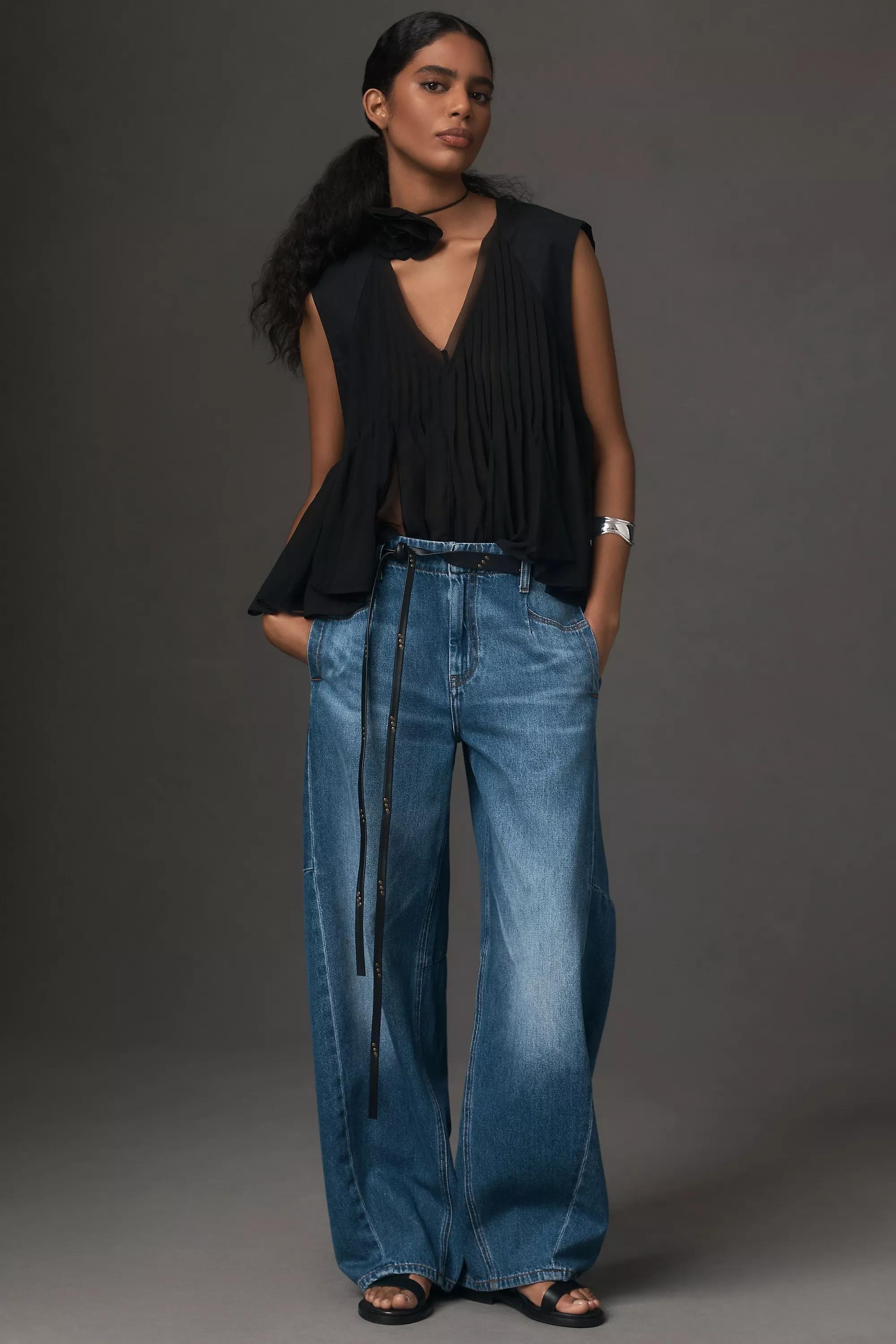 By Pilcro High Rise Tapered Wide Legs Jeans, Navy, , large image number 5