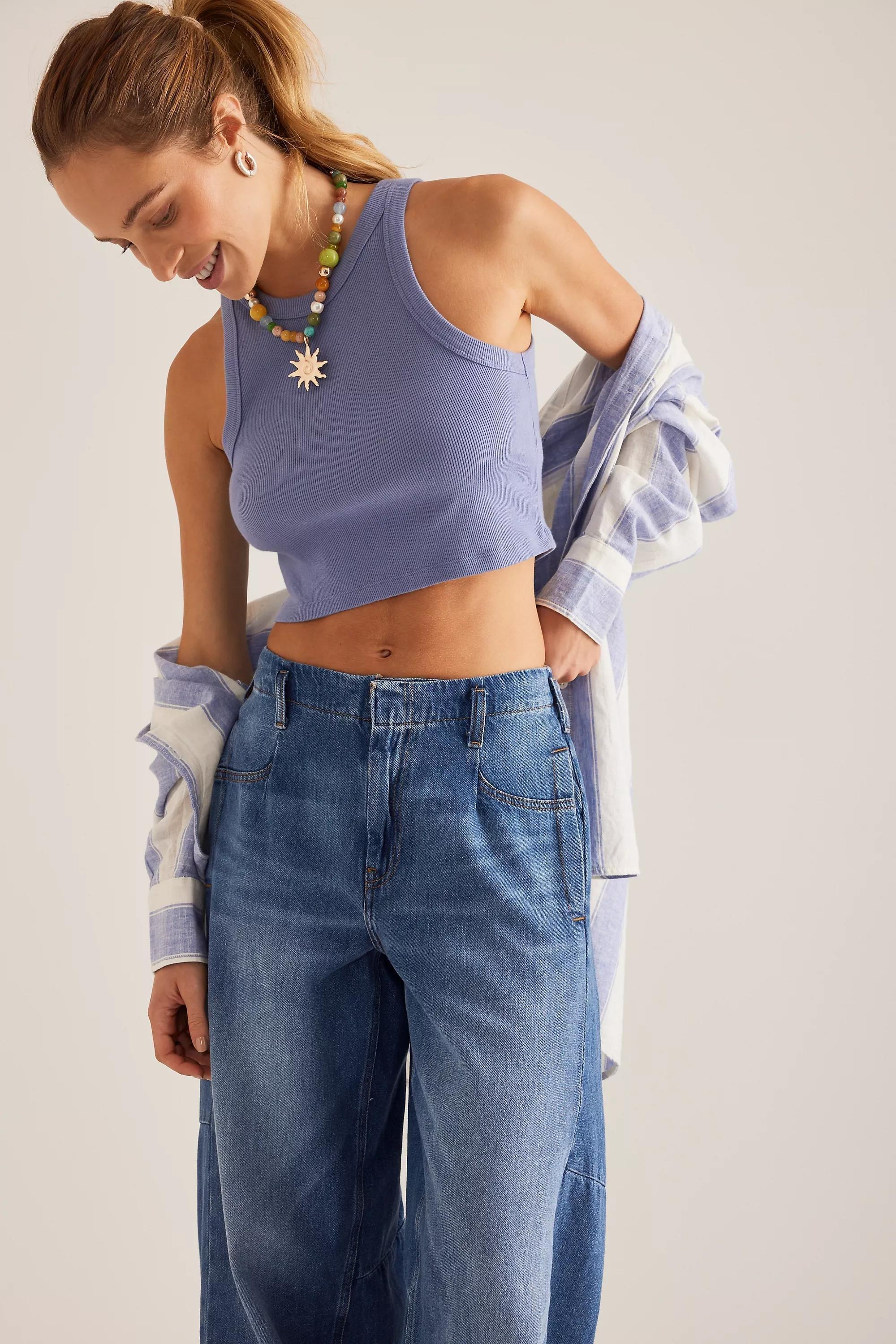 By Pilcro High Rise Tapered Wide Legs Jeans, Navy, A501_0093, large image number 6