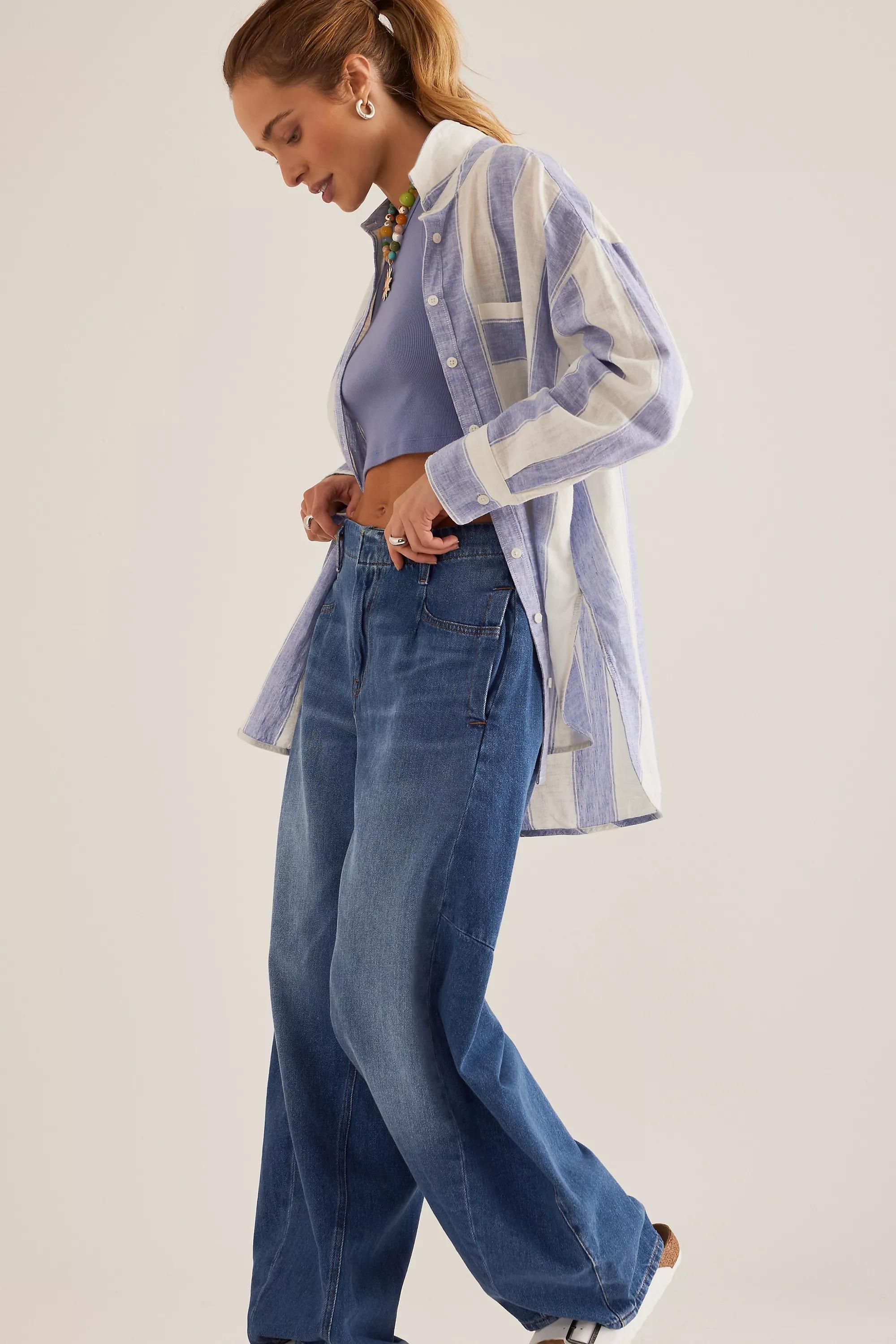 By Pilcro High Rise Tapered Wide Legs Jeans, Navy, , large image number 8