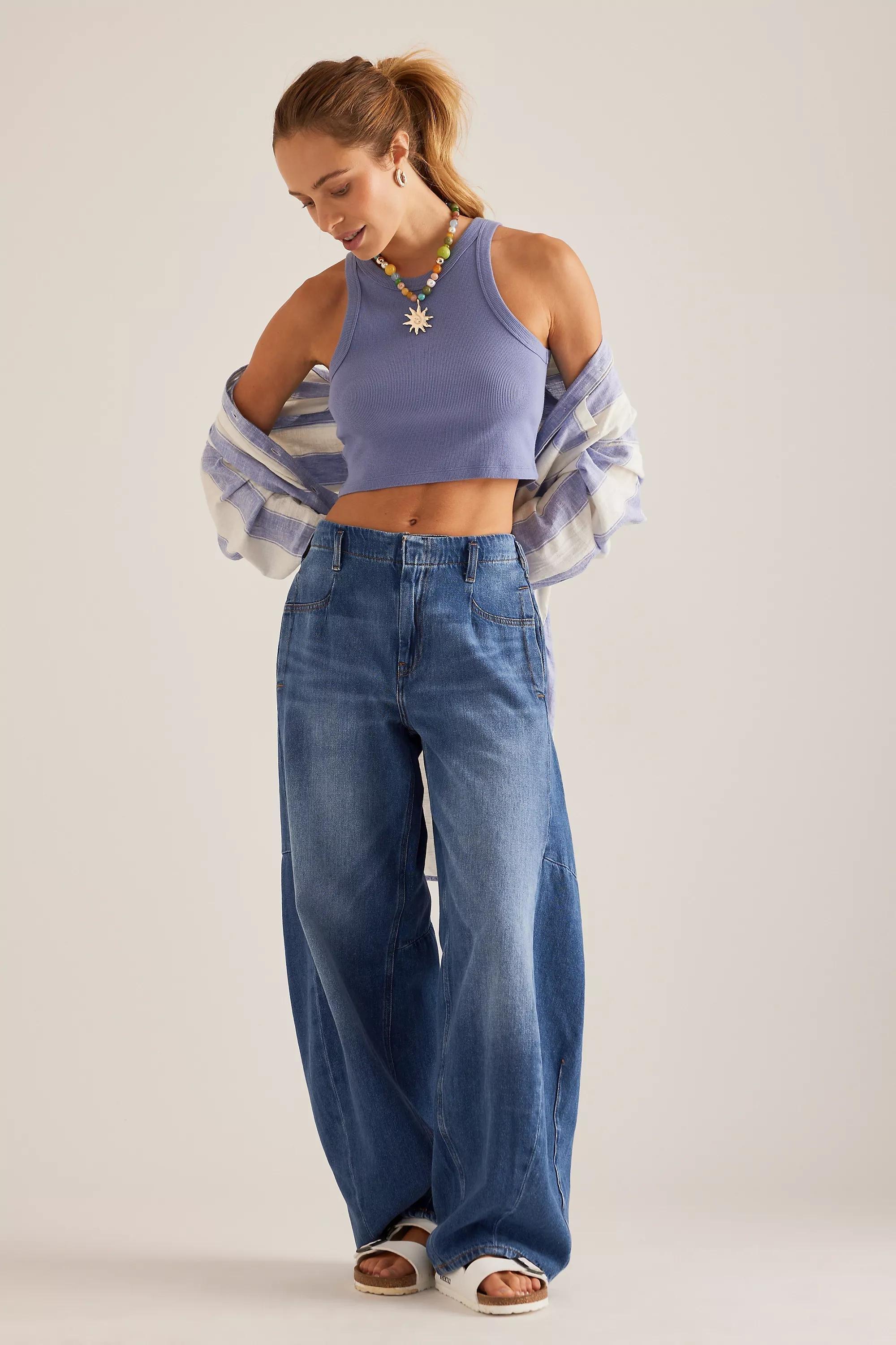 By Pilcro High Rise Tapered Wide Legs Jeans, Navy, A501_0093, large image number 10