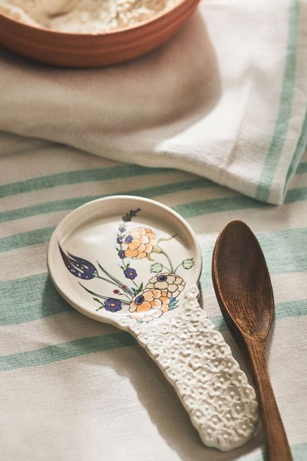 Anthropologie - Turkuaz Kitchen Ceramic Spoon Rest, Blue