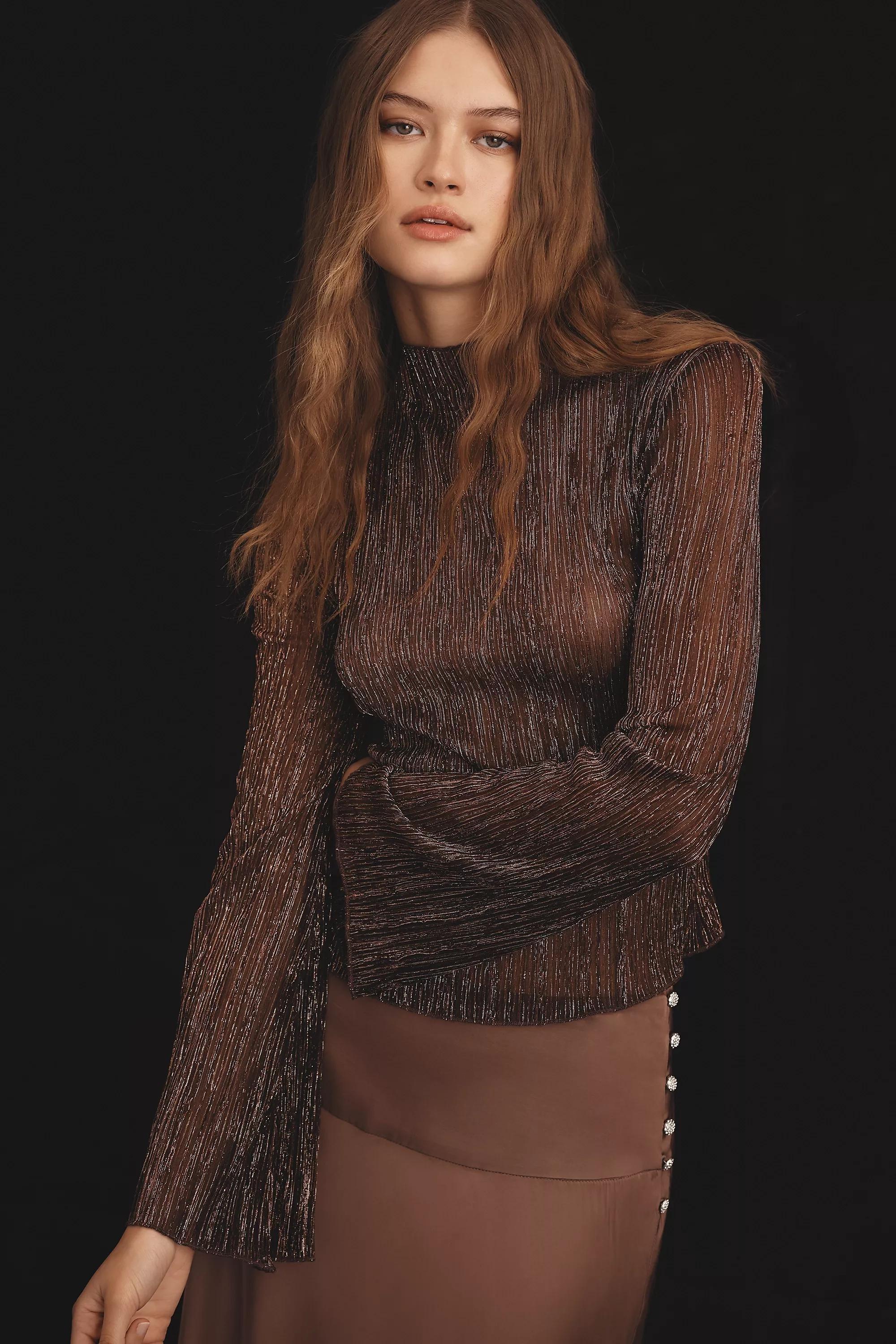 Anthropologie Ribbed Knit Classic, Brown, , large image number 0