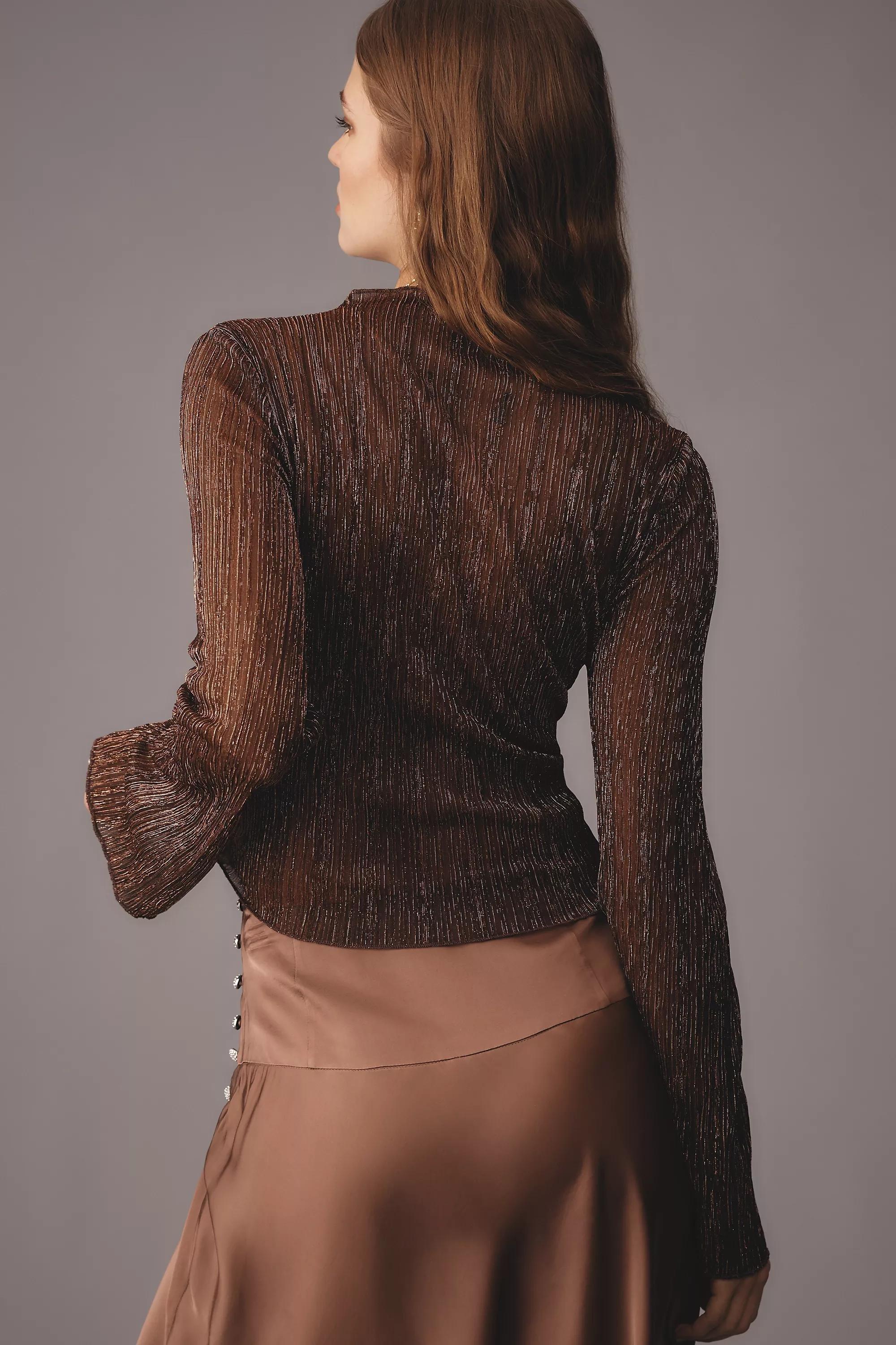 Anthropologie Ribbed Knit Classic, Brown, , large image number 1