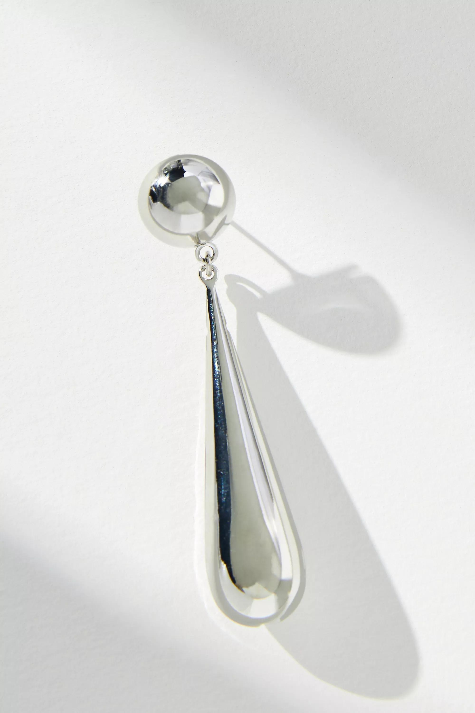 The Restored Vintage Collection: Skinny Teardrop Earrings, Black, A501_0007, large image number 2