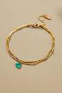 Gold-Plated Delicate Stone Drop Double-Chain Bracelet, Kelly
