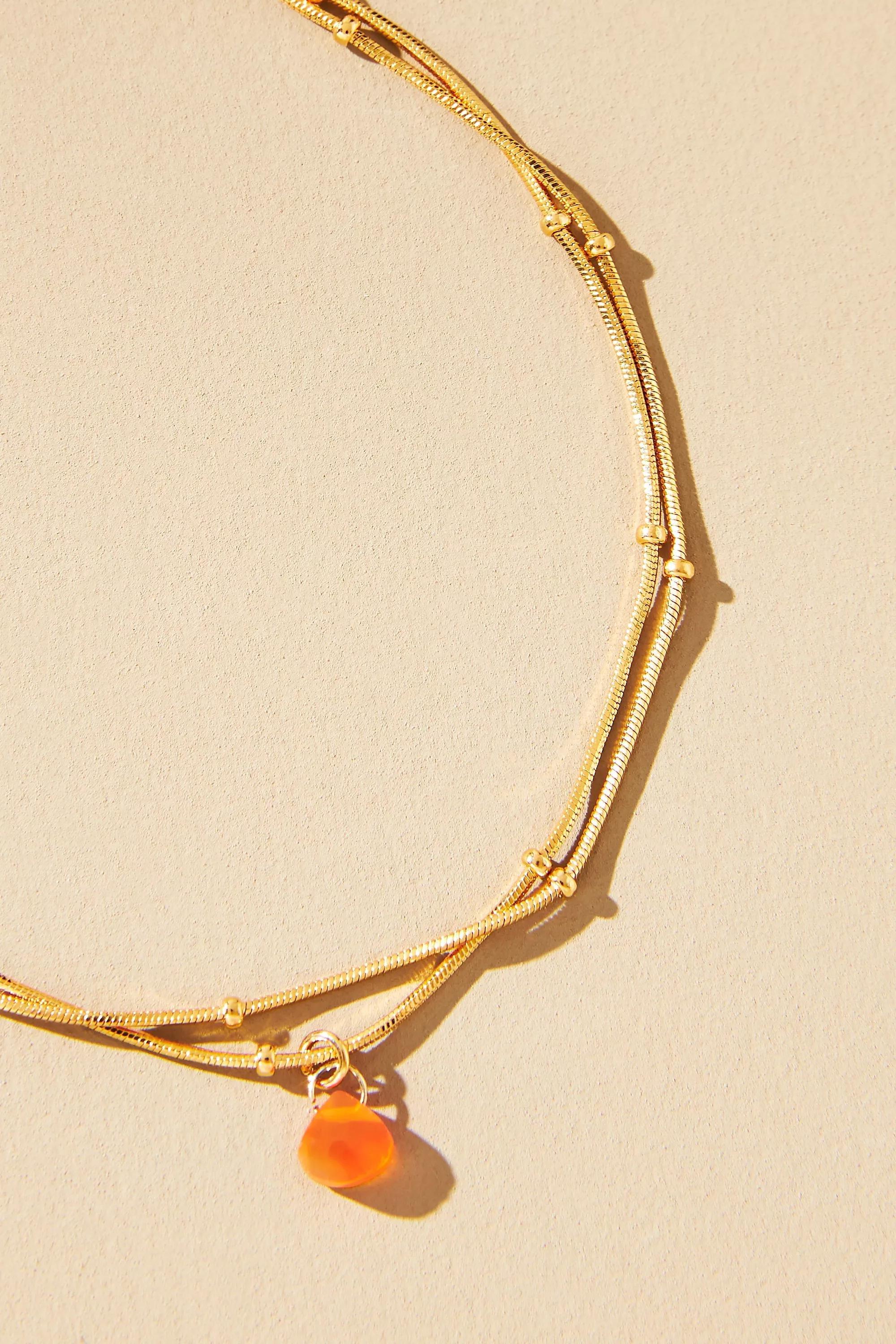 Anthropologie - Delicate Stone Drop Bracelet, Red