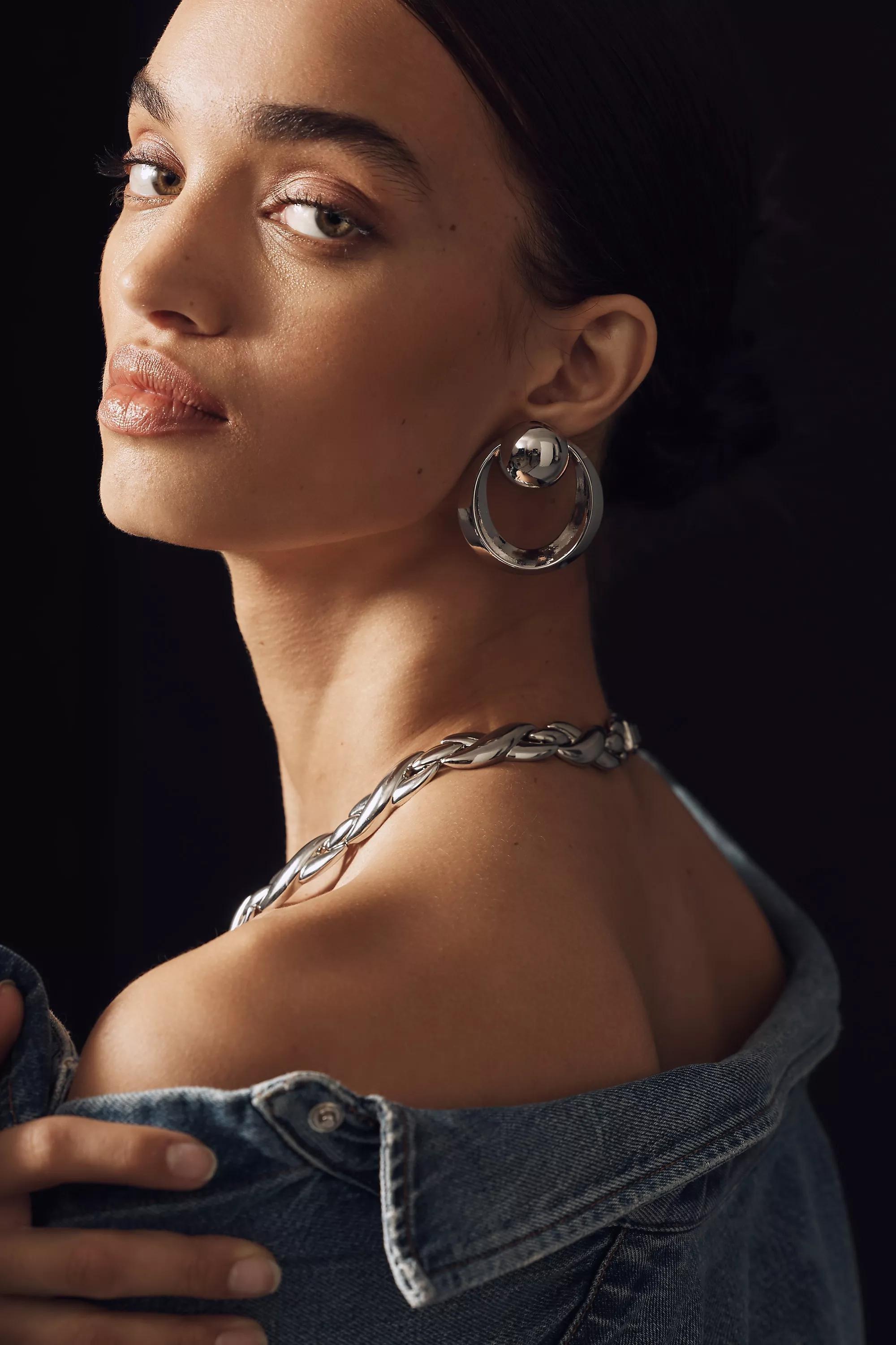 Smart Circle Drop Earrings, Silver, A501_0007, large image number 0