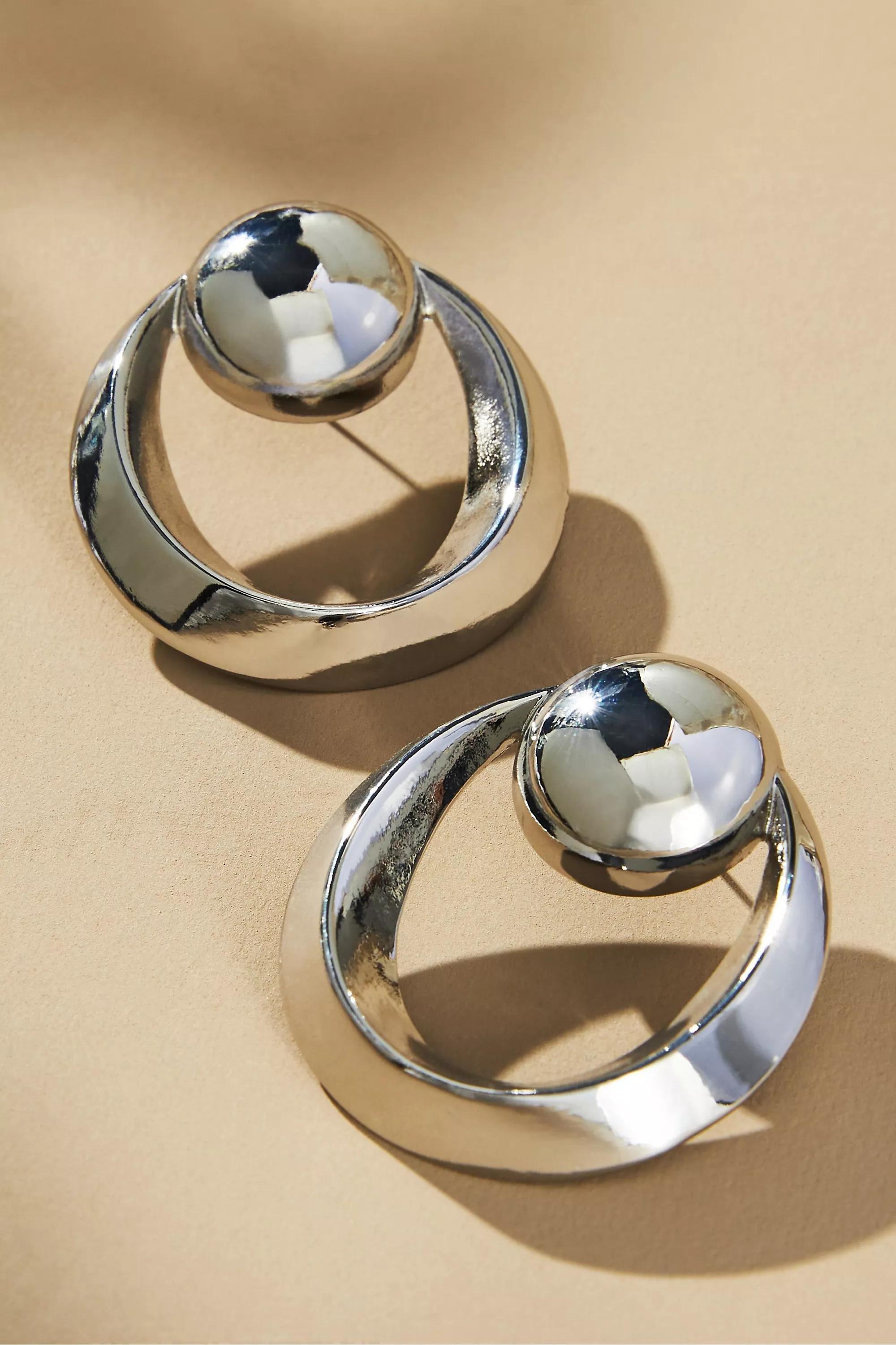 Smart Circle Drop Earrings, Silver, A501_0007, large image number 2