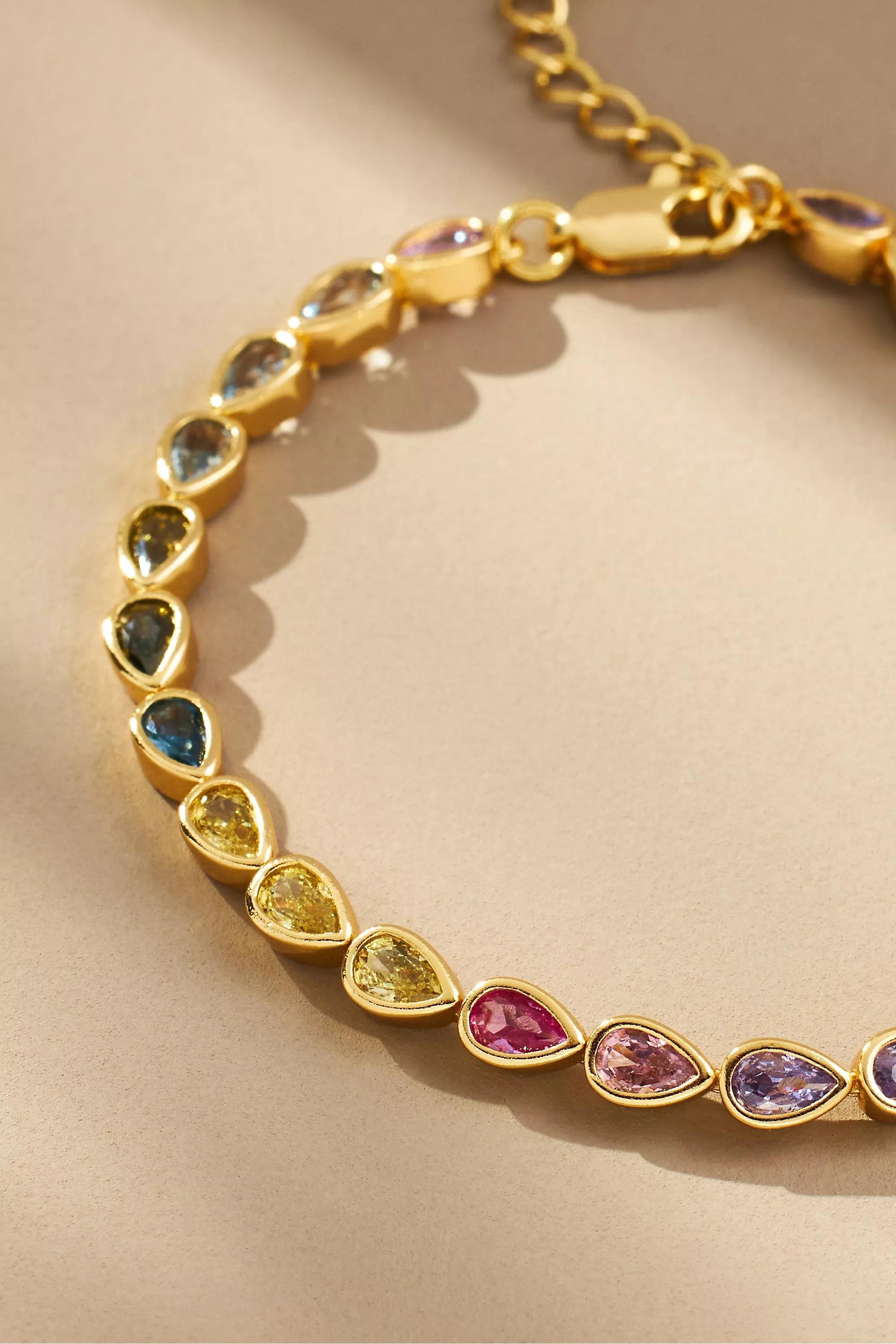 Faceted Pear Wrap Bracelet, Gold-Plated, A501_0000, large image number 1