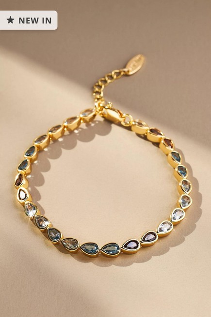 Anthropologie - Faceted Pear Wrap Bracelet, Gold-Plated
