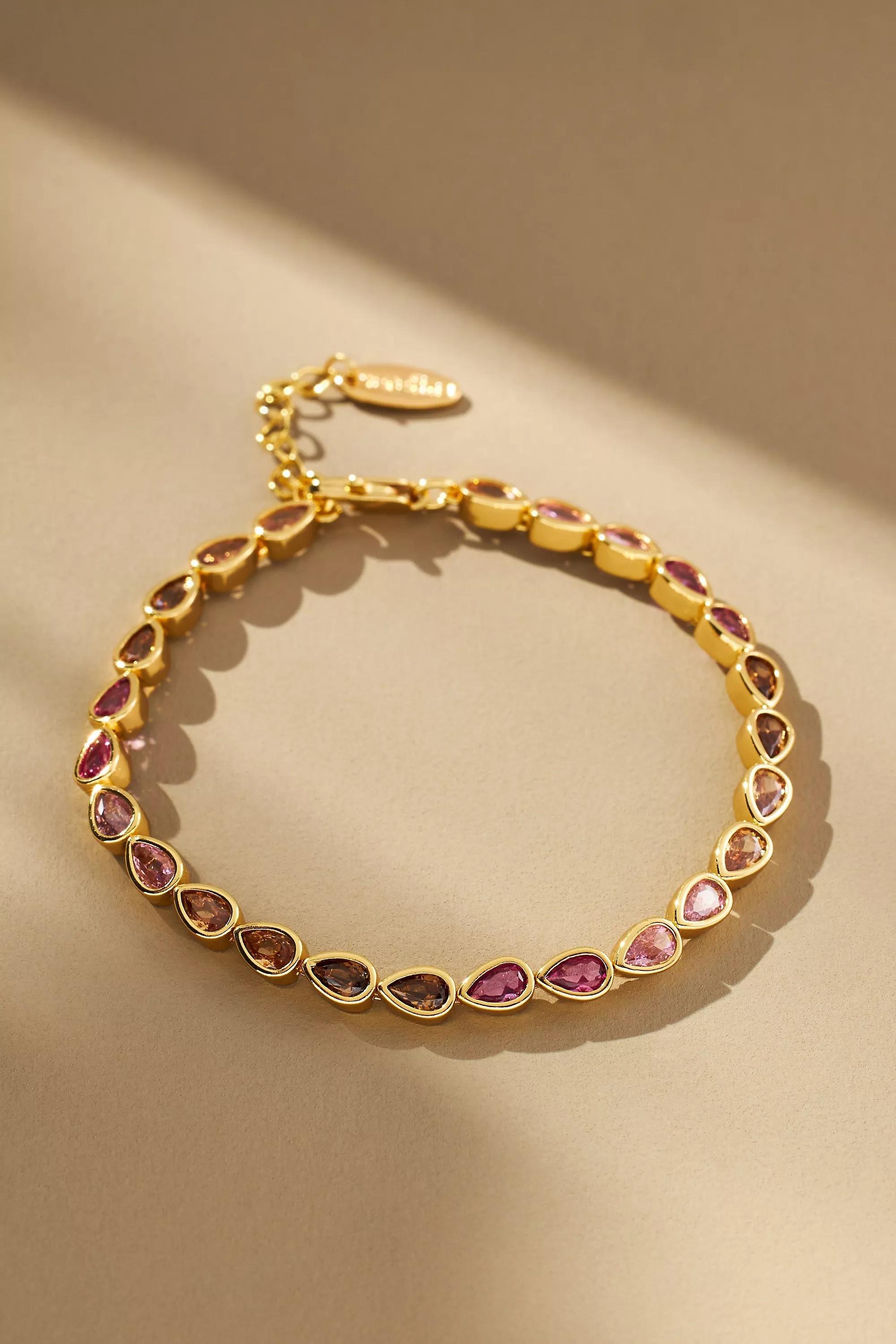 Faceted Pear Wrap Bracelet, Gold-Plated, A501_0062, large image number 0