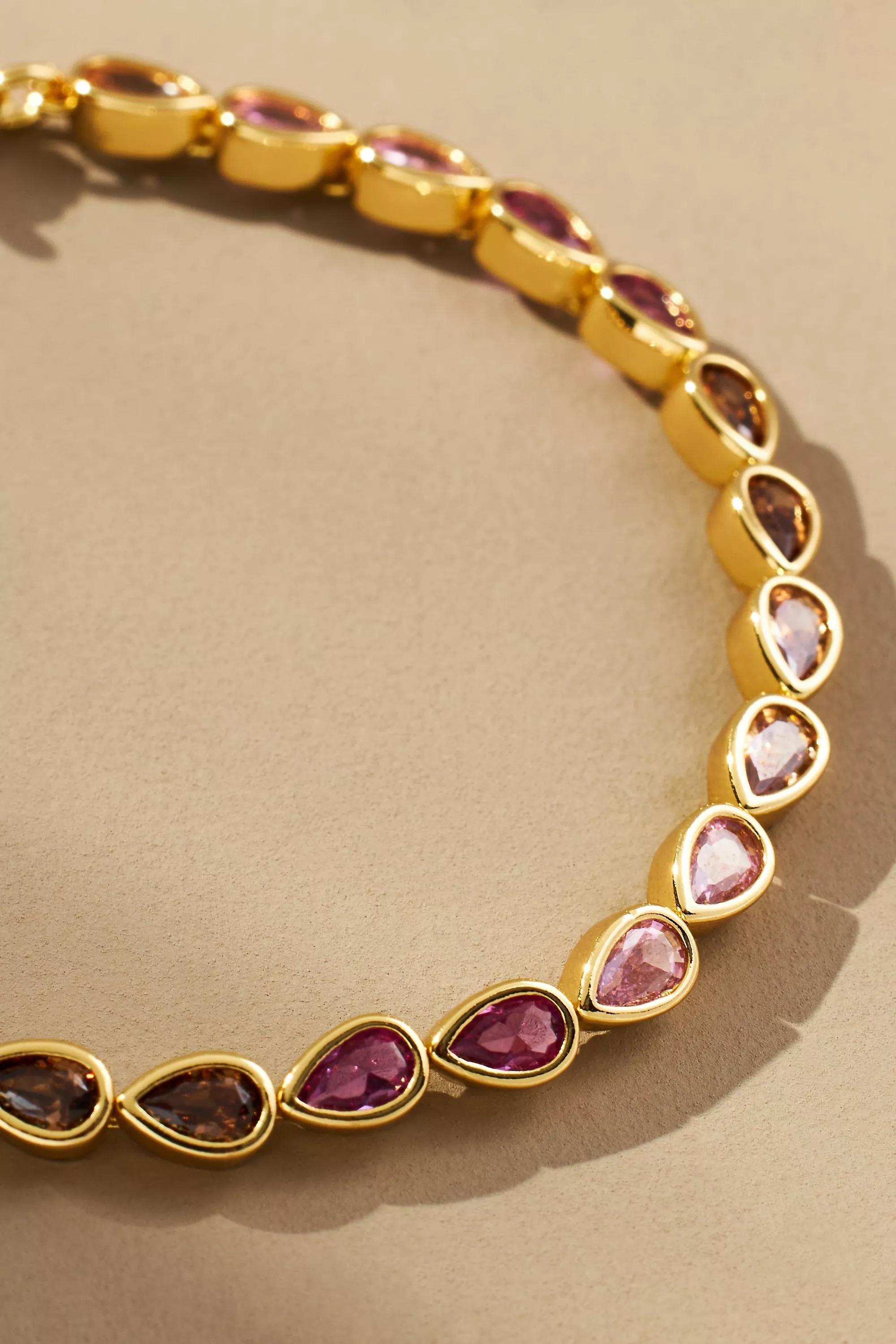 Faceted Pear Wrap Bracelet, Gold-Plated, A501_0062, large image number 1