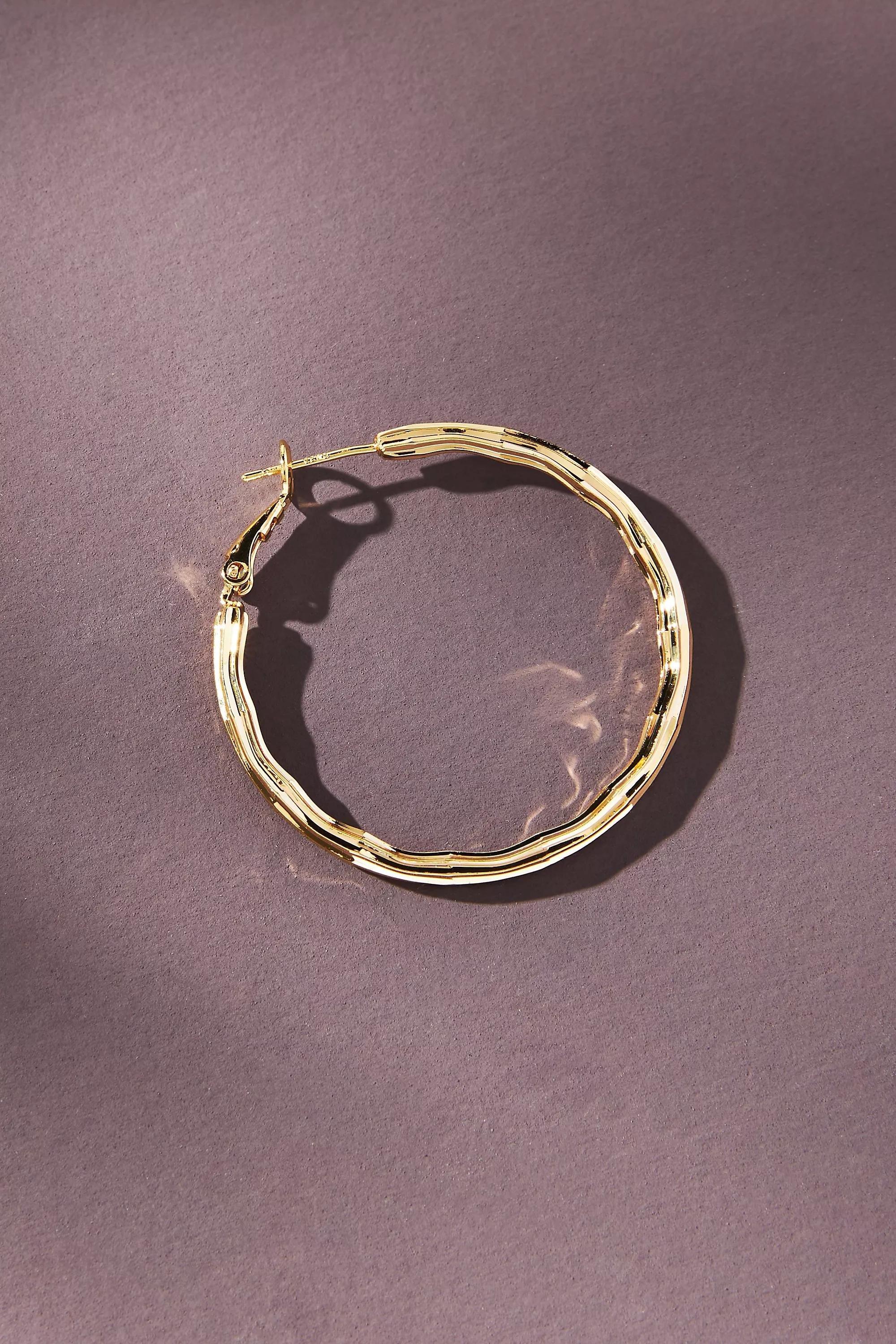 Organic Medium Hoop Earrings, Gold-Plated, A501_0070, large image number 1