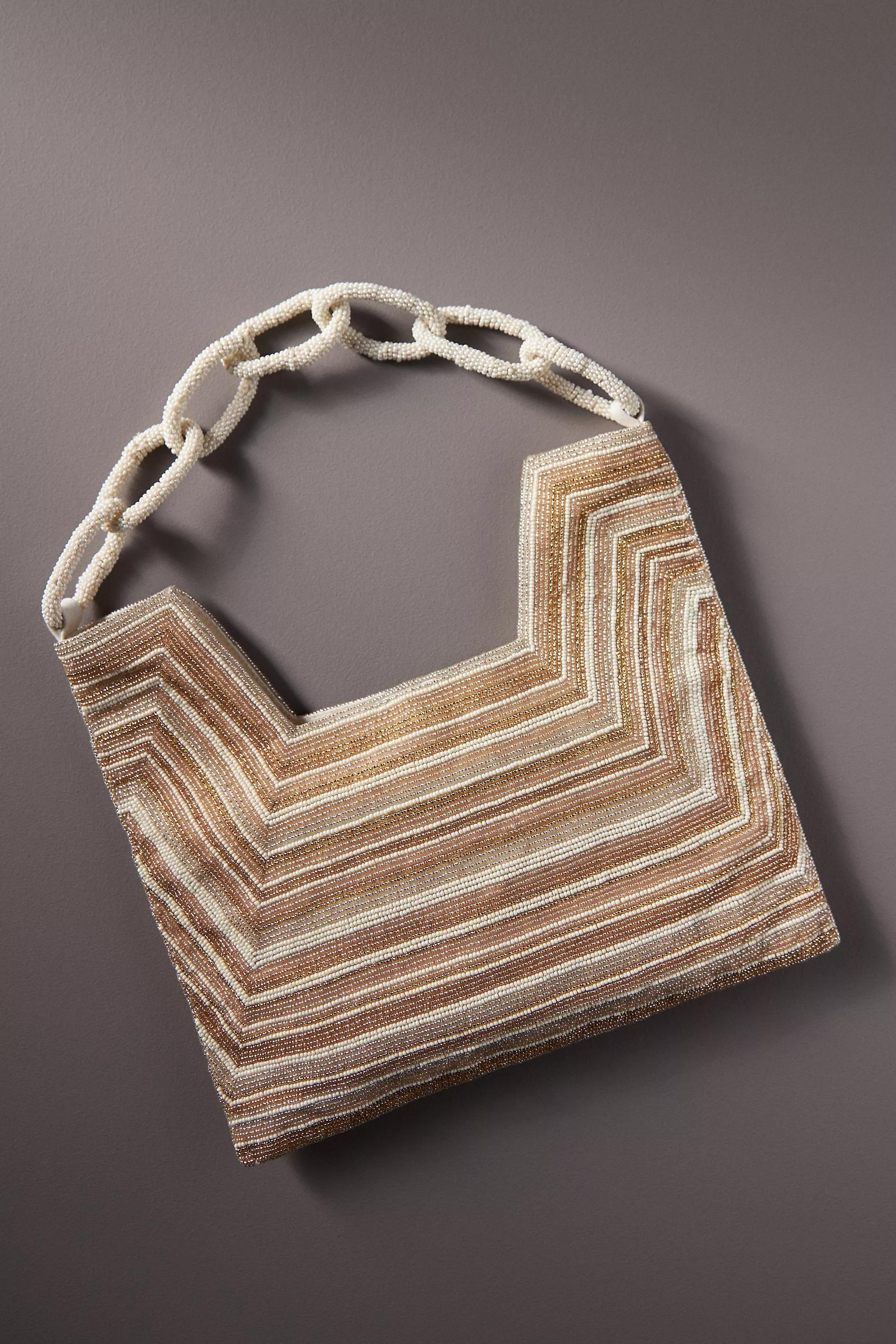 Beaded Square Shoulder Bag, Beige, A501_0014, large image number 1