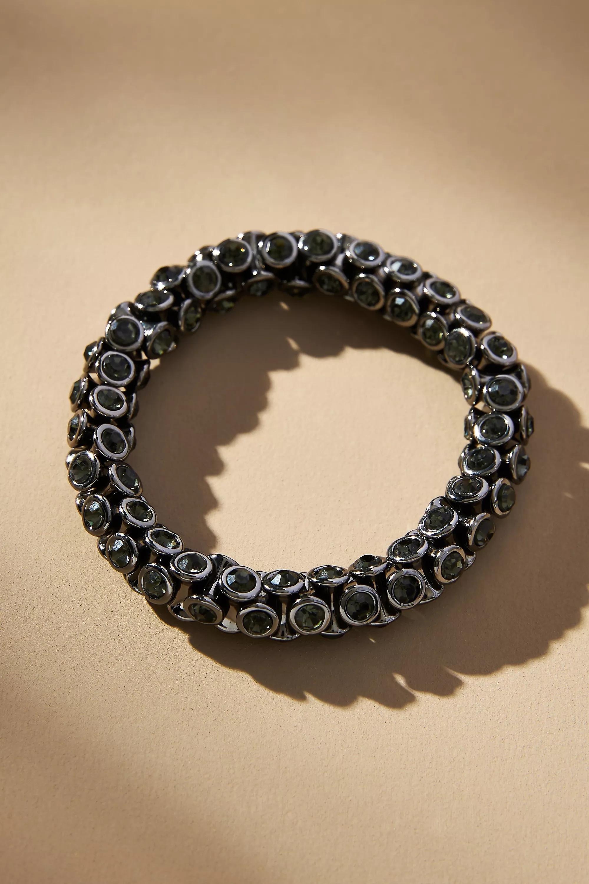 Crystal Stretch Bracelet, Black, A501_0001, large image number 0