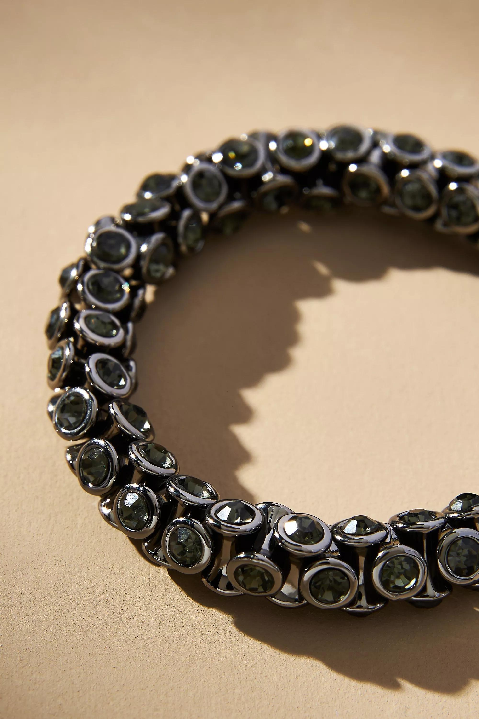Crystal Stretch Bracelet, Black, A501_0001, large image number 1