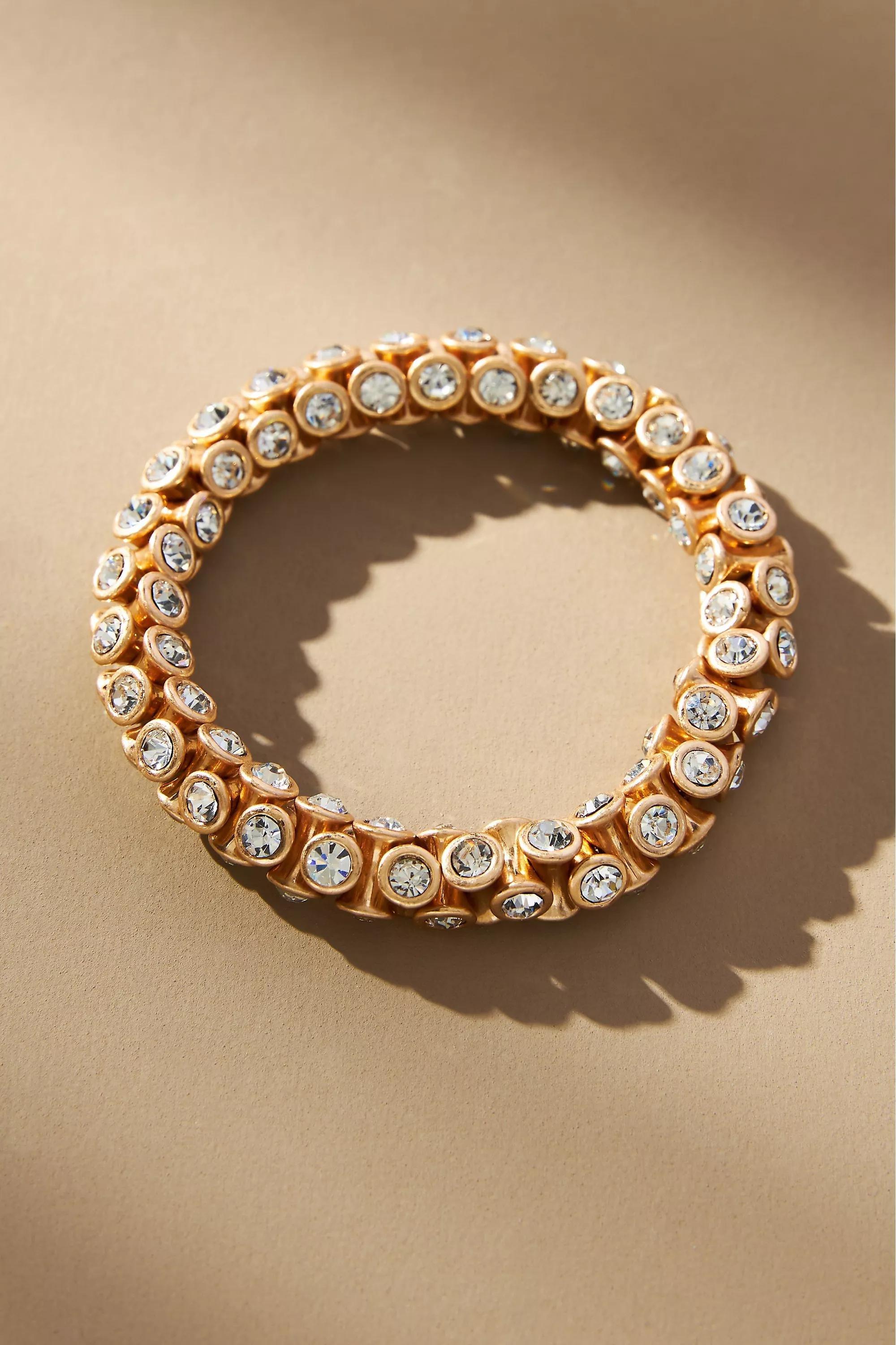 Anthropologie - Crystal Stretch Bracelet, Gold