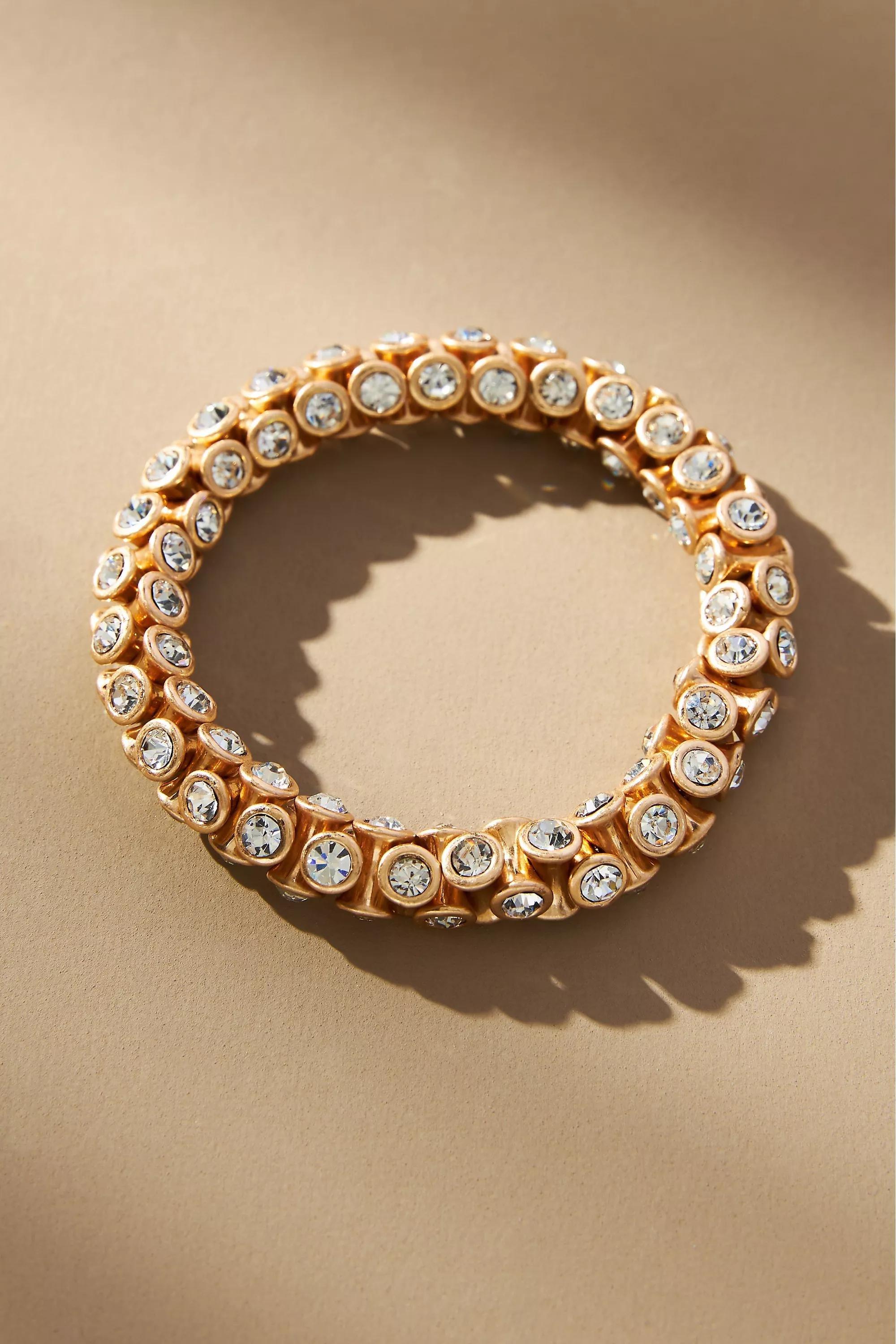 Crystal Stretch Bracelet, Gold, A501_0070, large image number 0