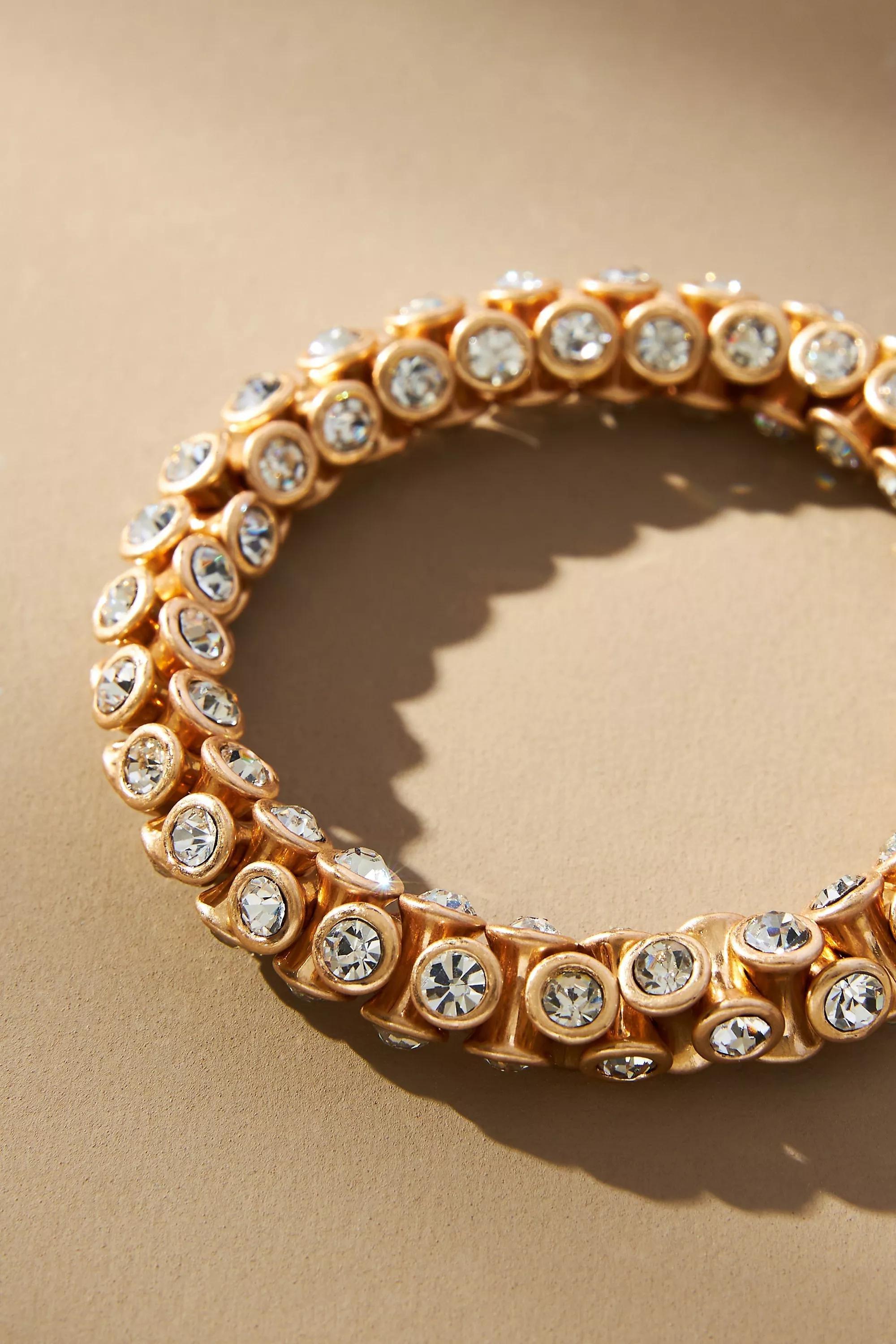 Crystal Stretch Bracelet, Gold, A501_0070, large image number 1