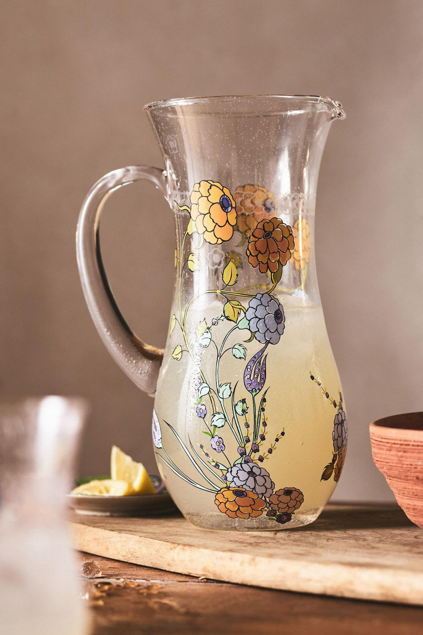 Turkuaz Kitchen Posy Glass Jug, Multicolour, A501_0100, large image number 0