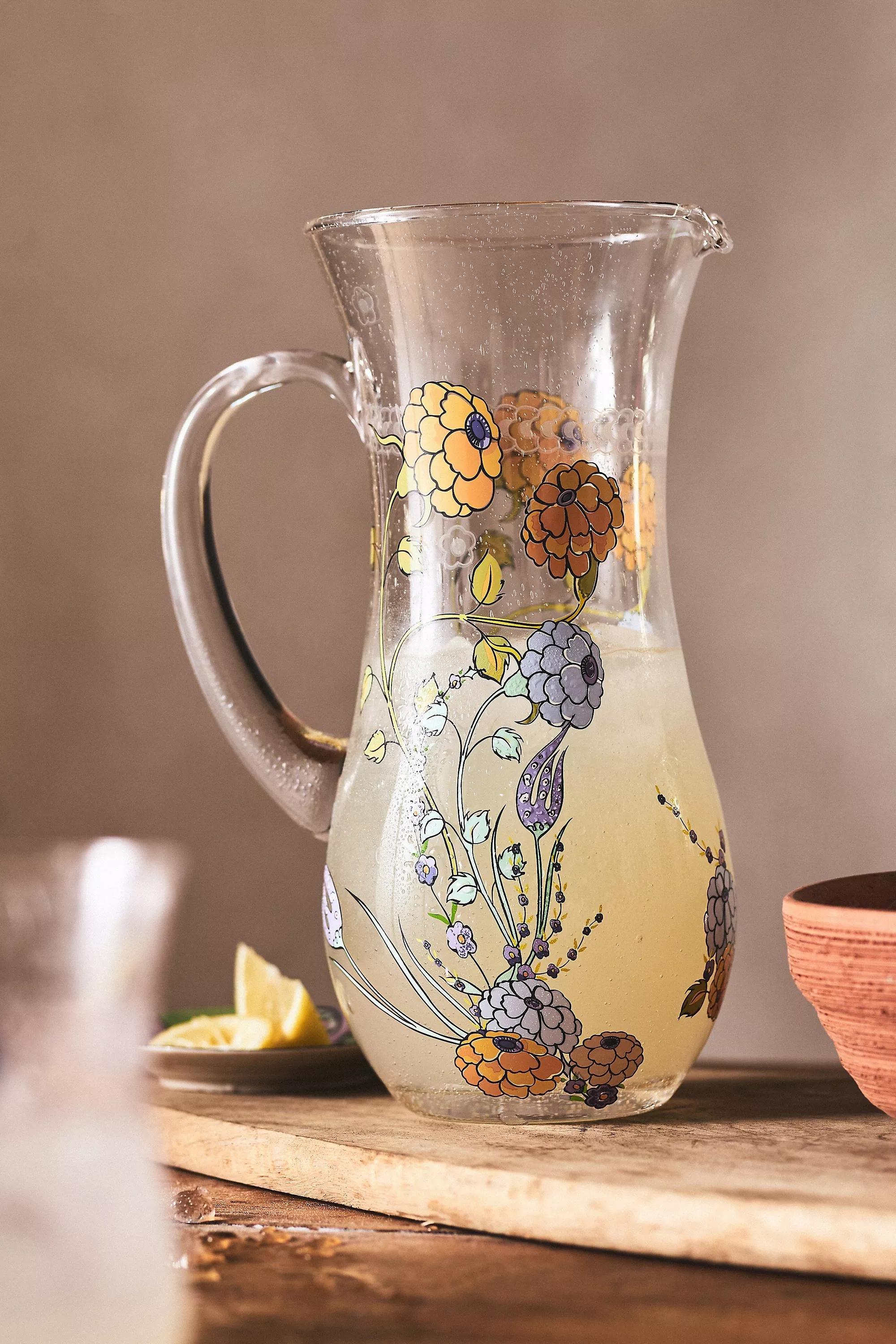 Turkuaz Kitchen Posy Glass Jug, Multicolour, A501_0100, large image number 1