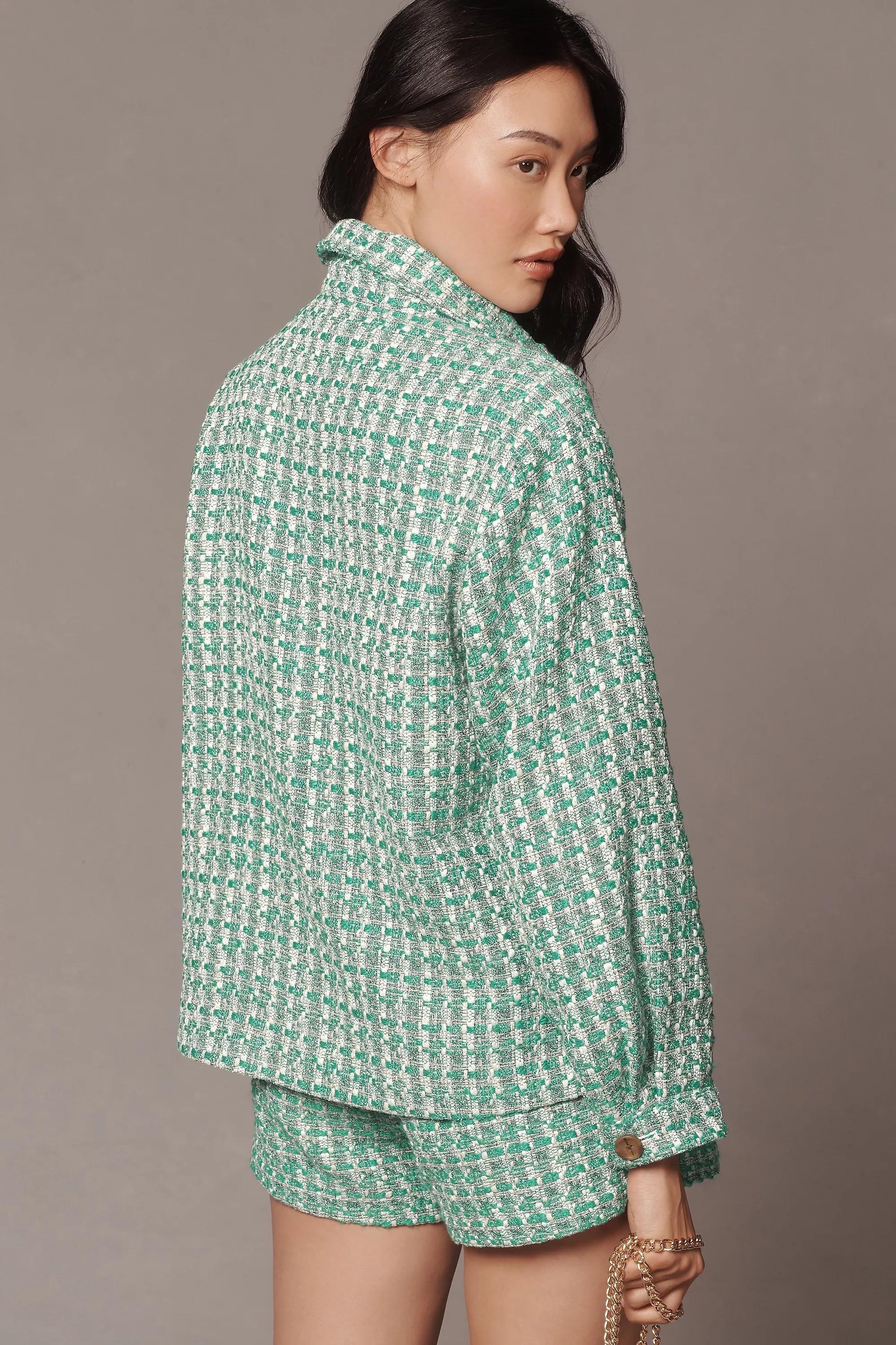 Green Maeve Tweed Shacket, , large image number 3