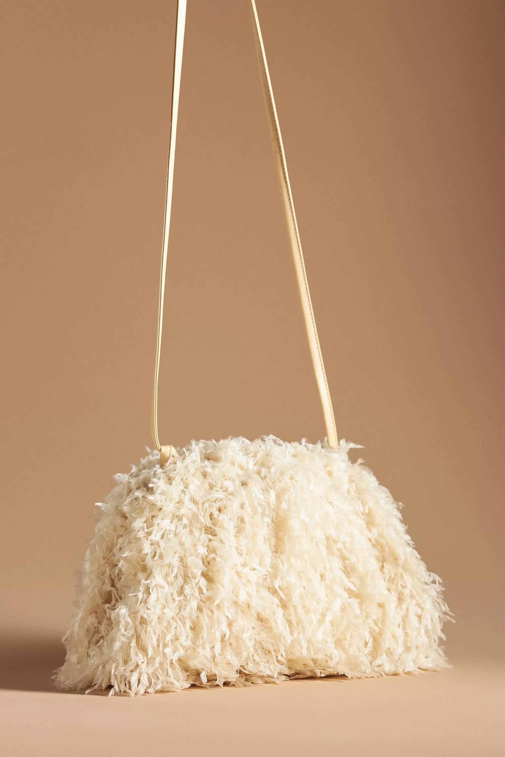 The Frankie Clutch Bag: Feather Confetti Edition, Cream, A501_0012, large image number 0