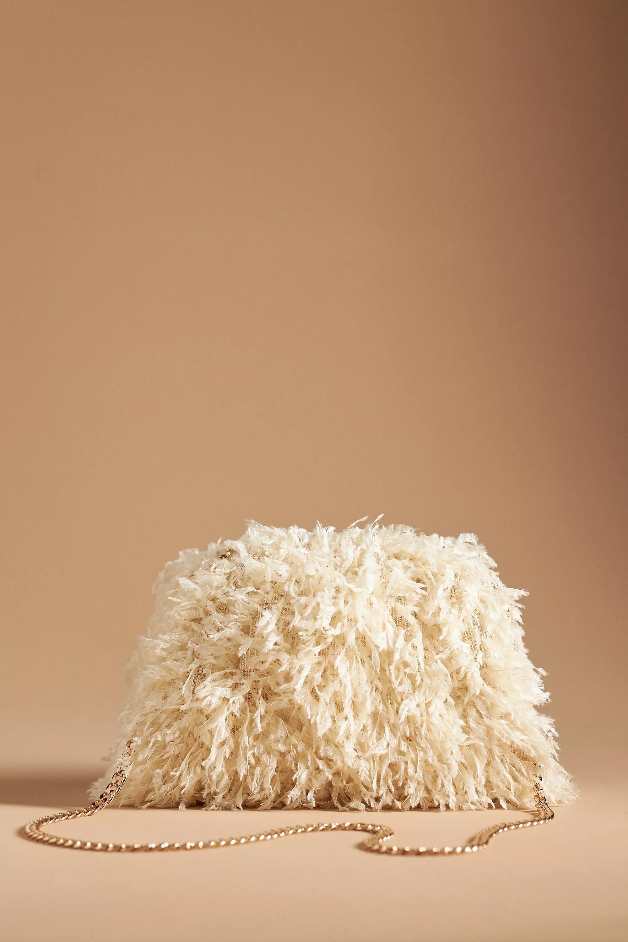 The Frankie Clutch Bag: Feather Confetti Edition, Cream, A501_0012, large image number 1
