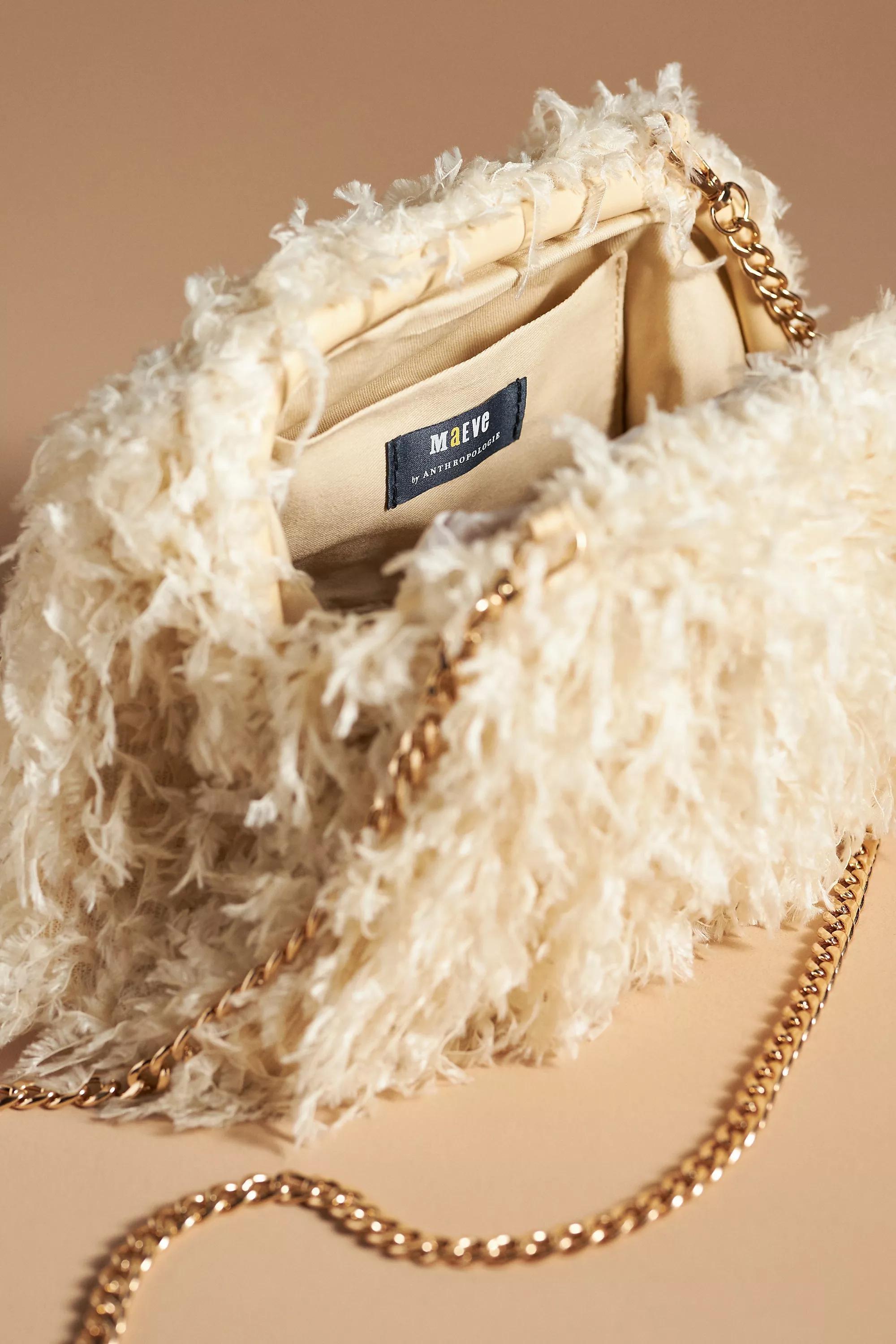 Anthropologie - The Frankie Clutch Bag: Feather Confetti Edition, Cream