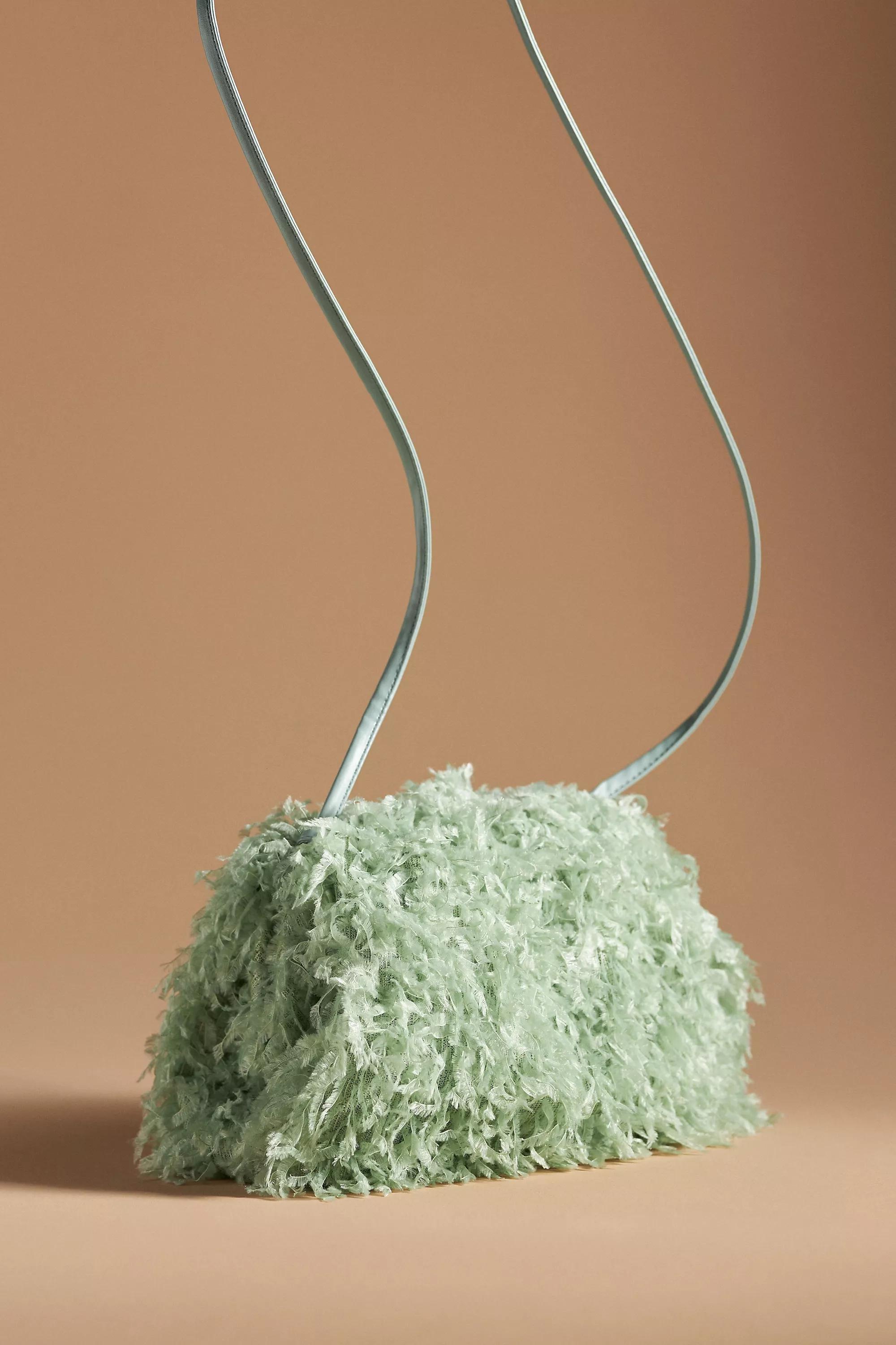 The Frankie Clutch Bag: Feather Confetti Edition, Green, A501_0102, large image number 0