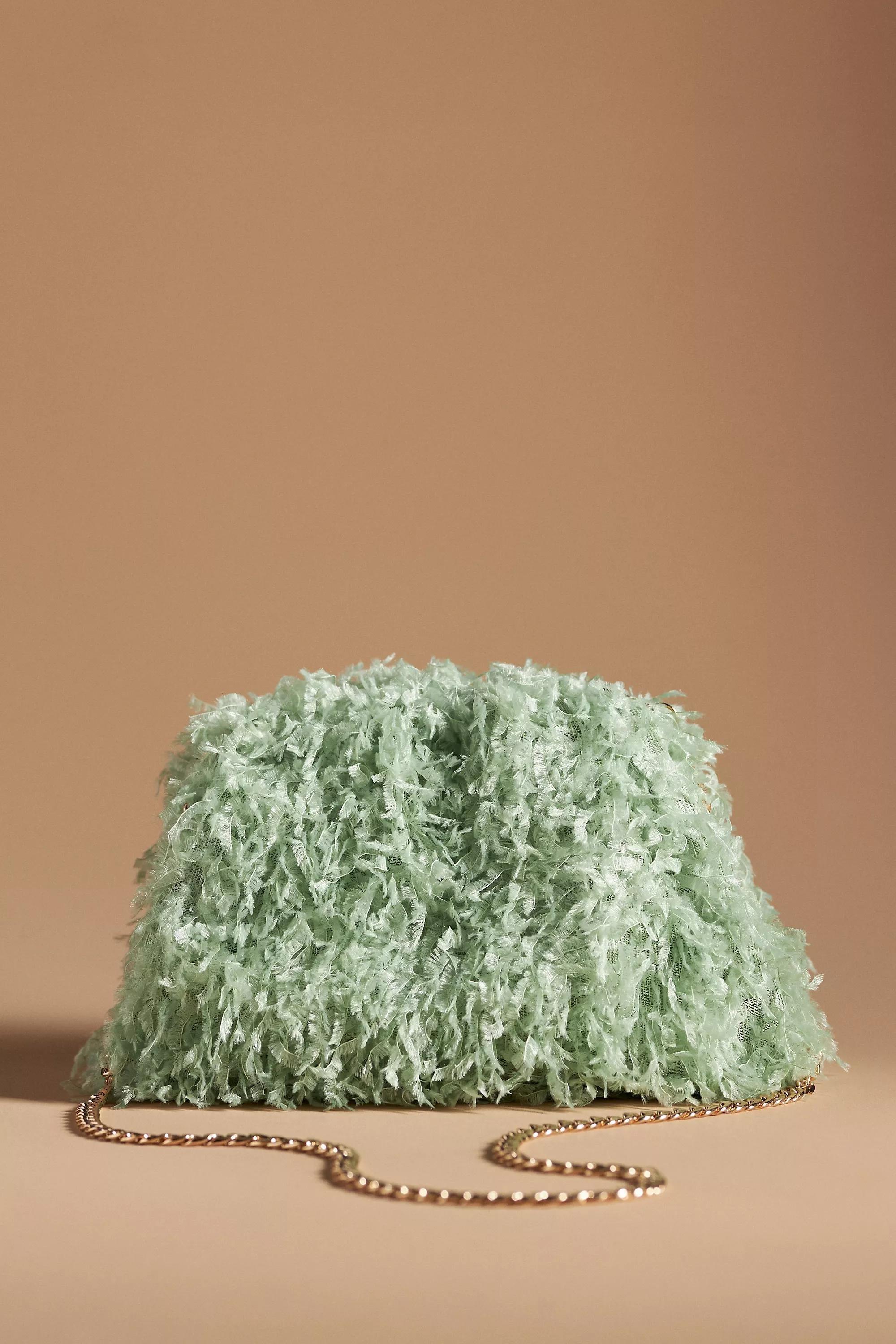 The Frankie Clutch Bag: Feather Confetti Edition, Green, A501_0102, large image number 1
