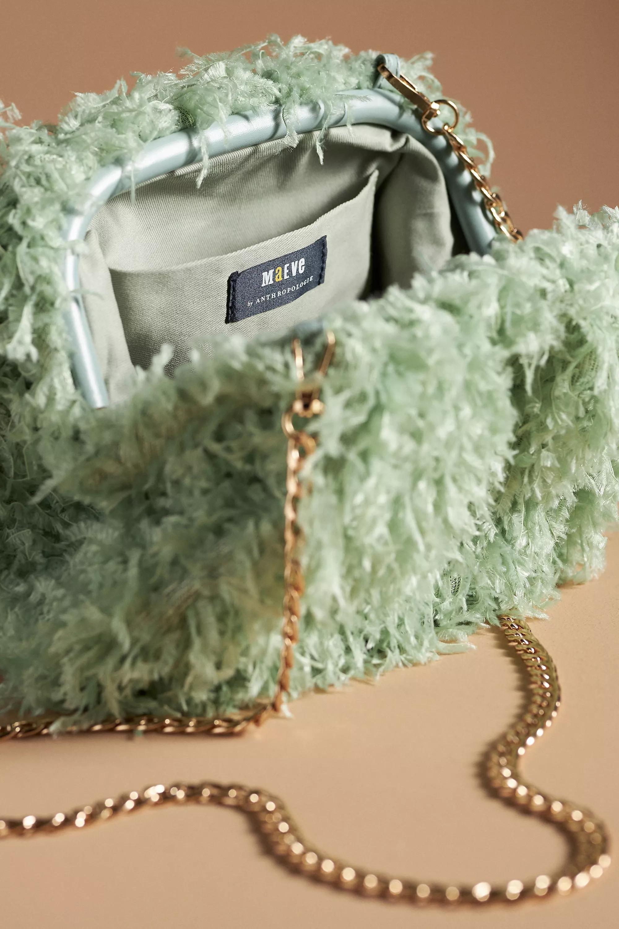 Anthropologie - The Frankie Clutch Bag: Feather Confetti Edition, Green
