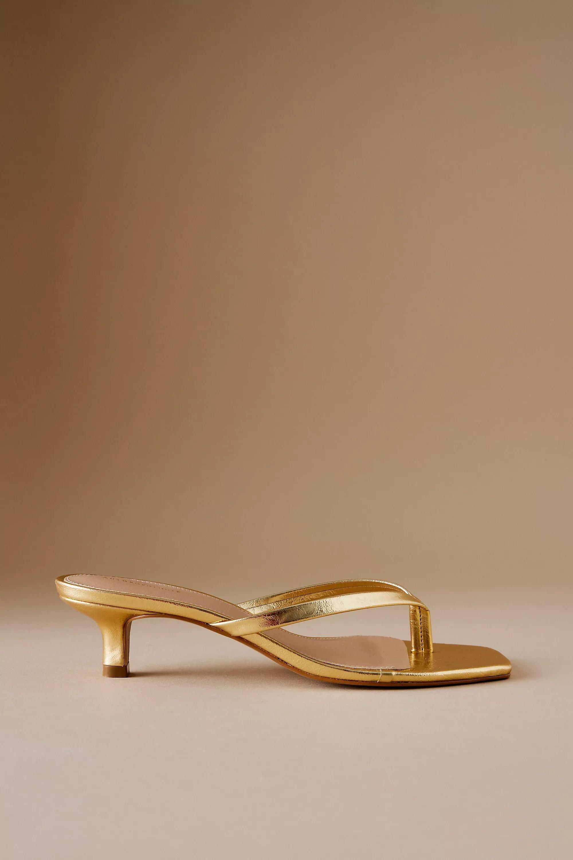 By Anthropologie Thong Kitten Heels, Gold, , large image number 0