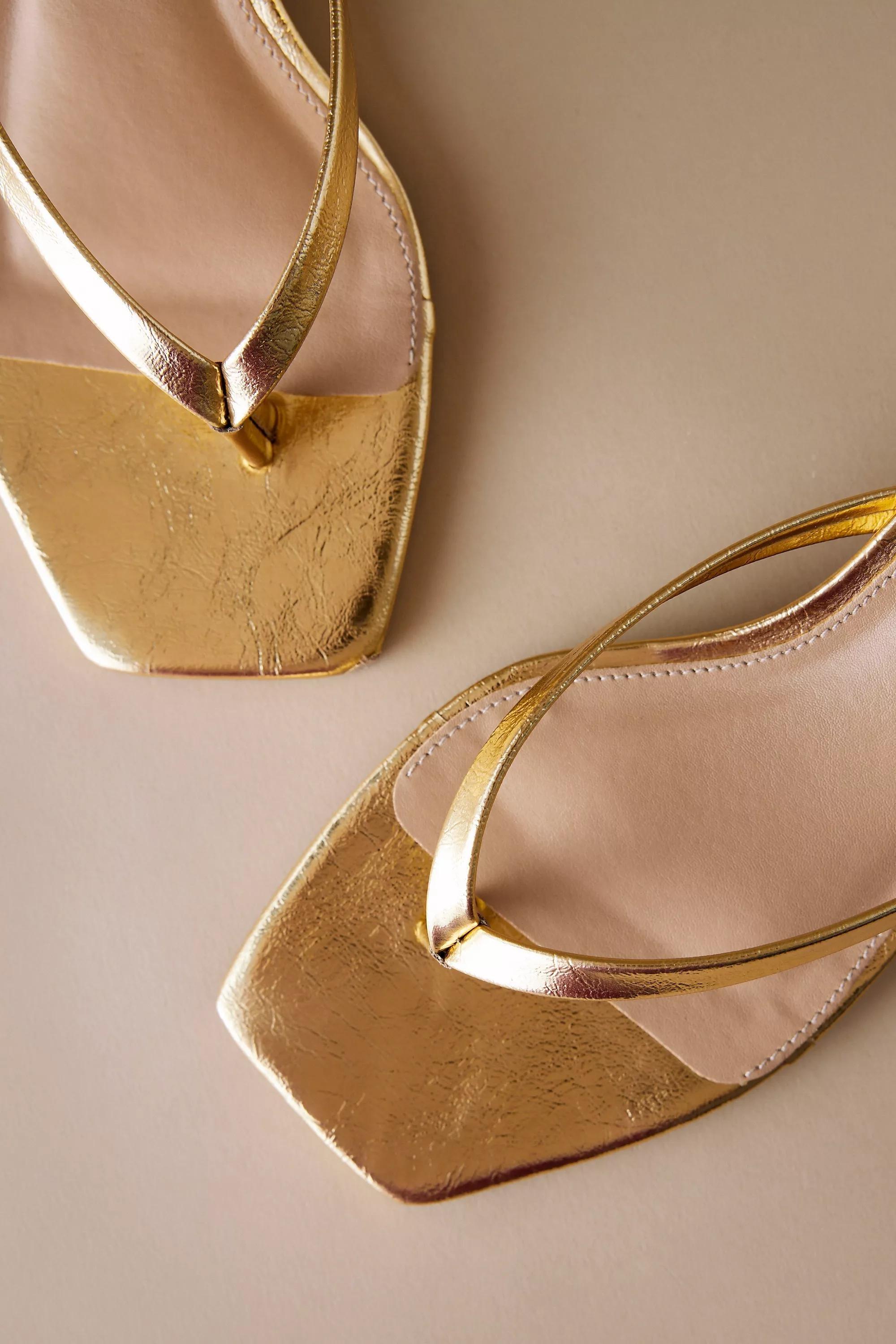 By Anthropologie Thong Kitten Heels, Gold, , large image number 1