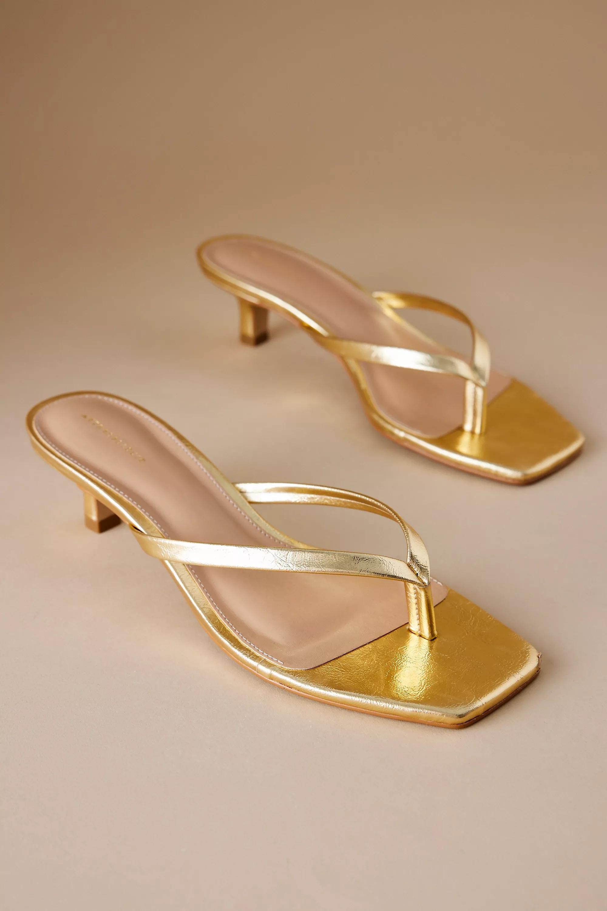 By Anthropologie Thong Kitten Heels, Gold, , large image number 3