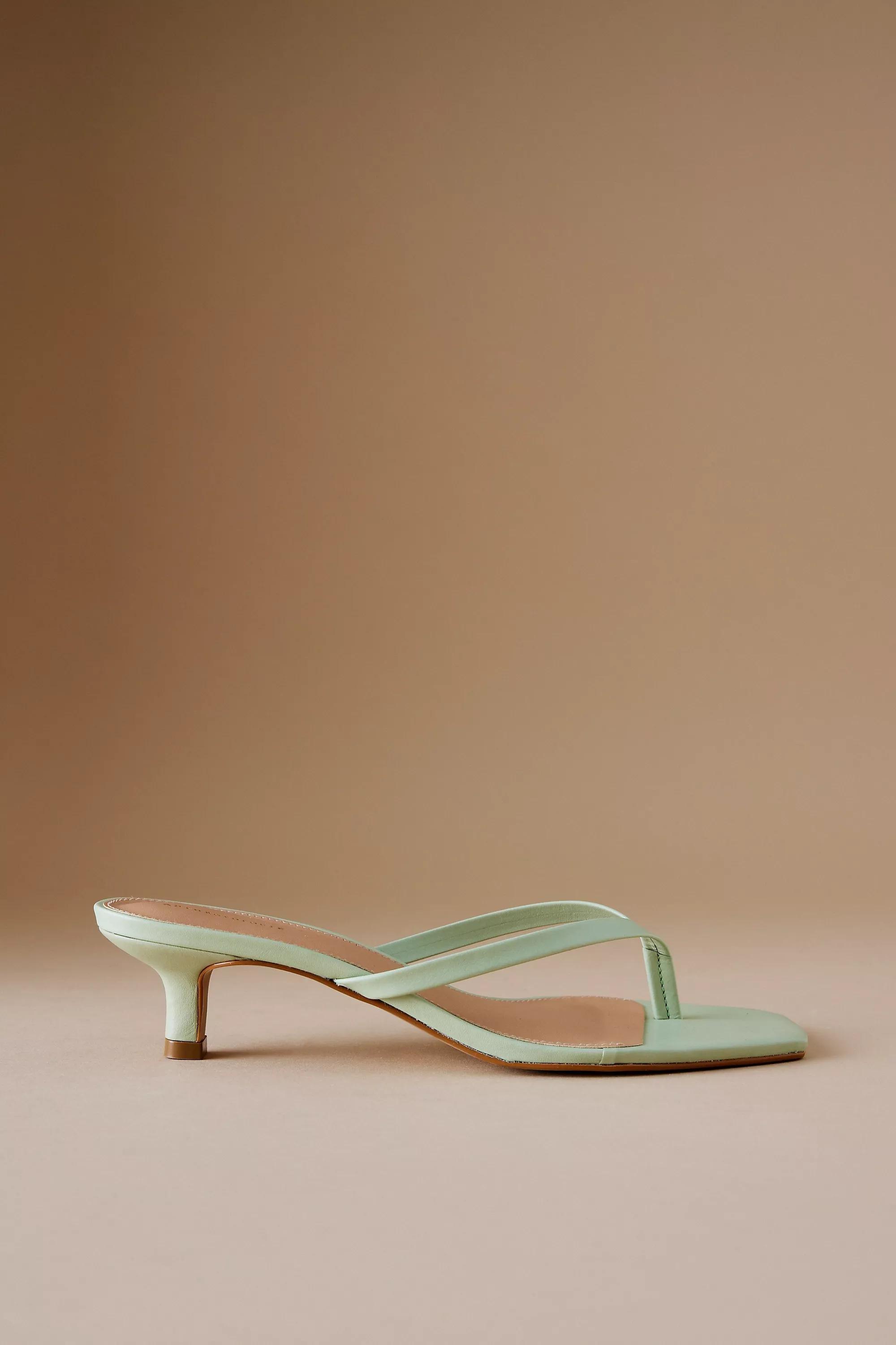 By Anthropologie Thong Kitten Heels, Green, , large image number 0