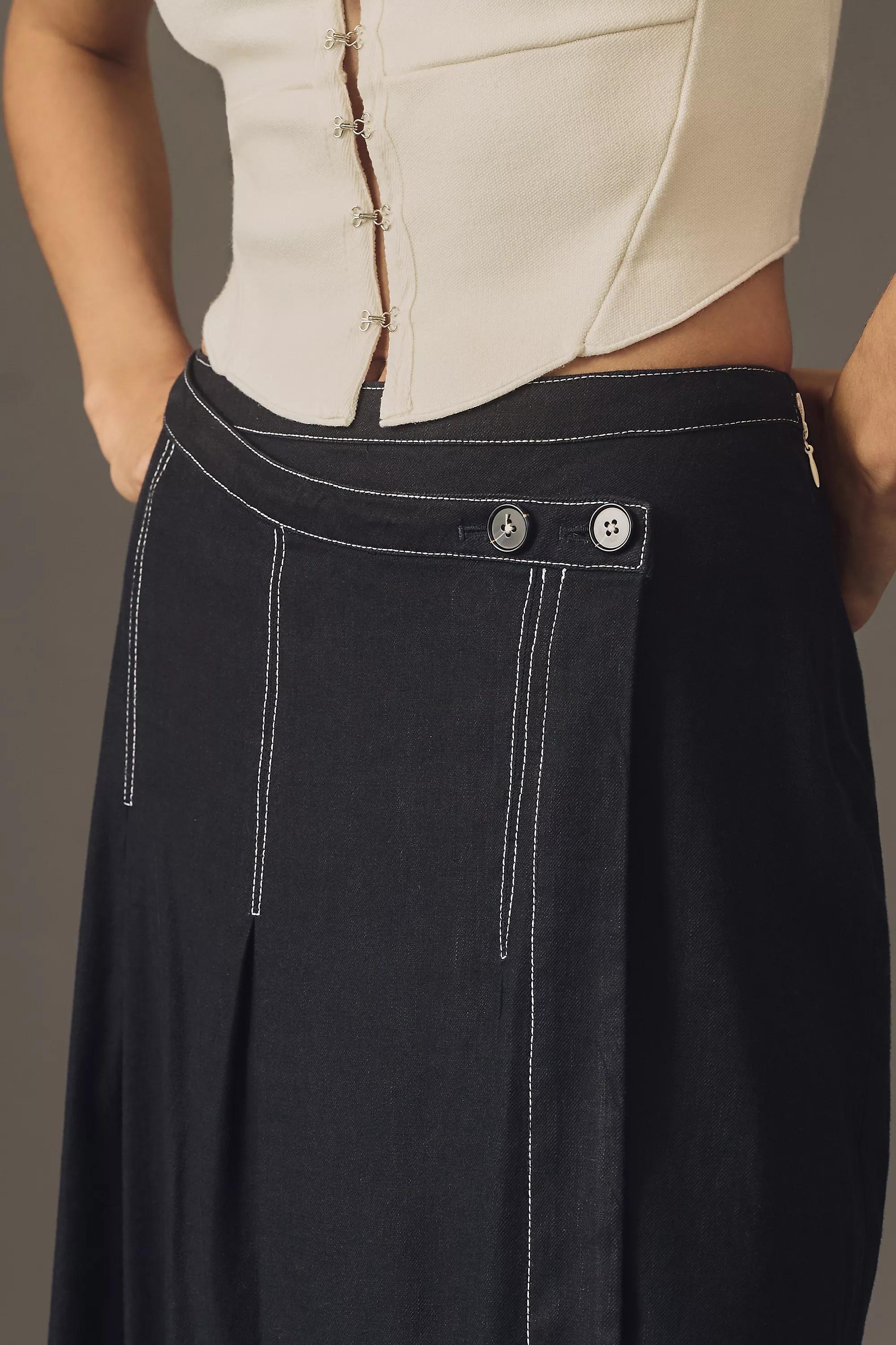Edie Smart Midi Wrap Skirt By Maeve, Navy, , large image number 2