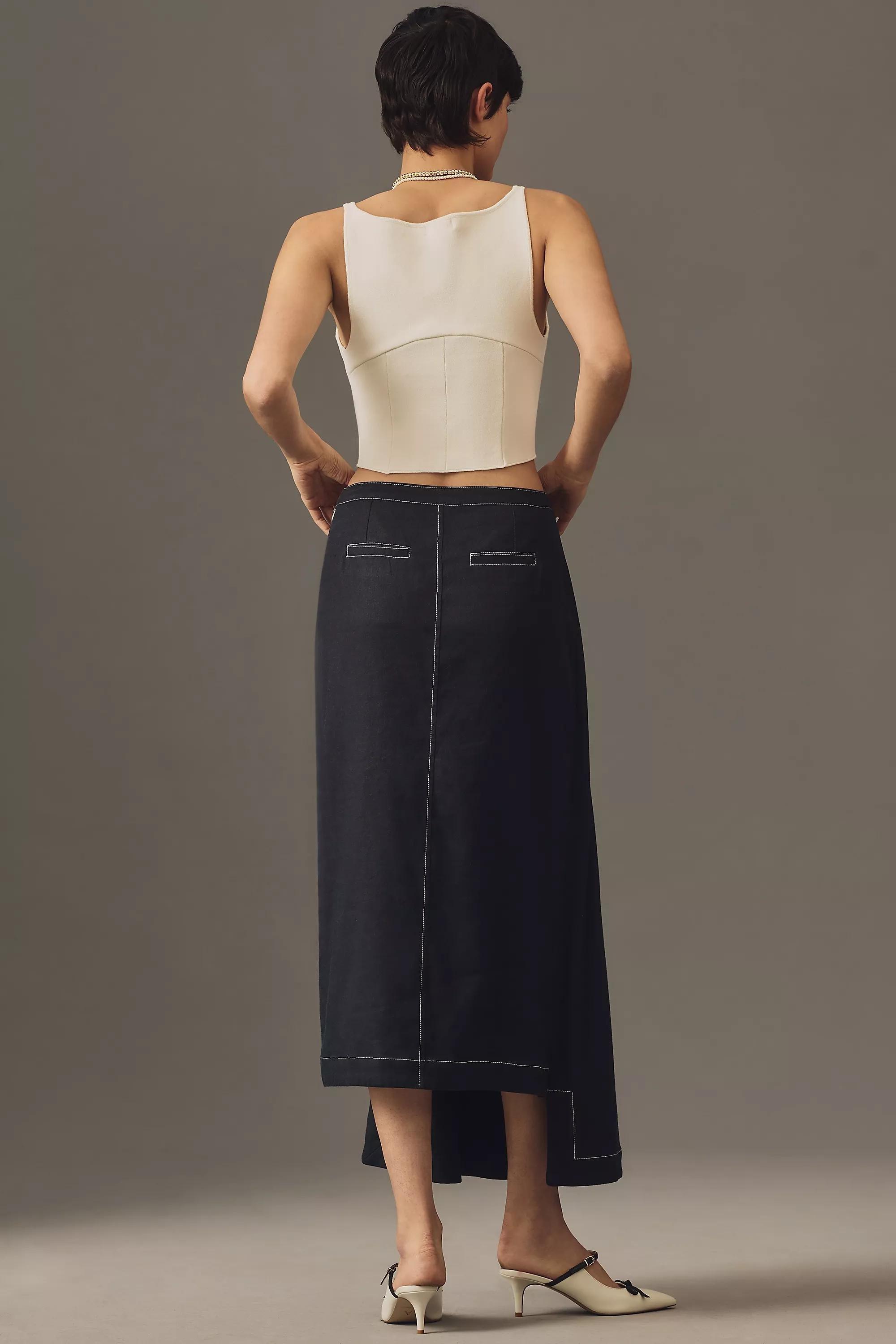 Edie Smart Midi Wrap Skirt By Maeve, Navy, , large image number 3