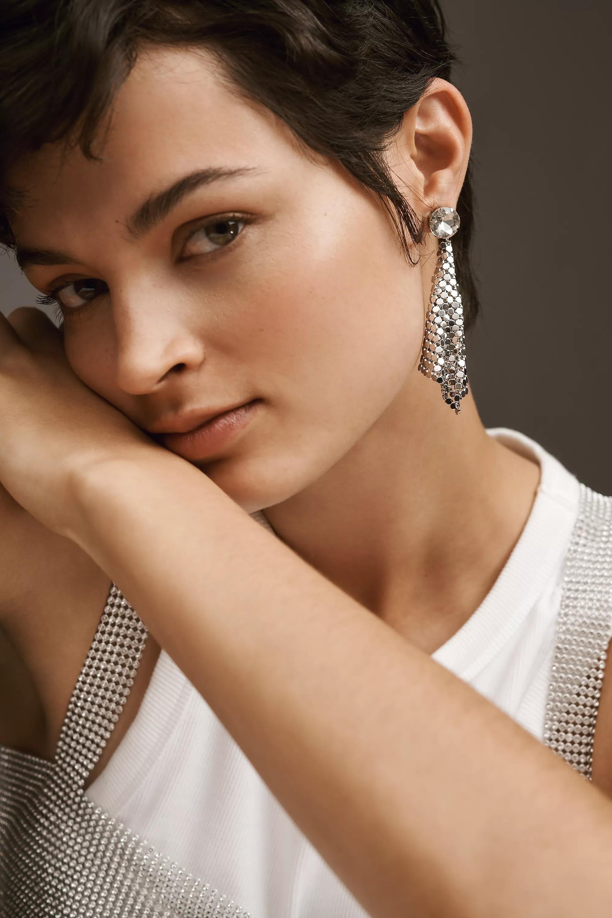 Chainmail Drop Earrings, Silver, A501_0007, large image number 1