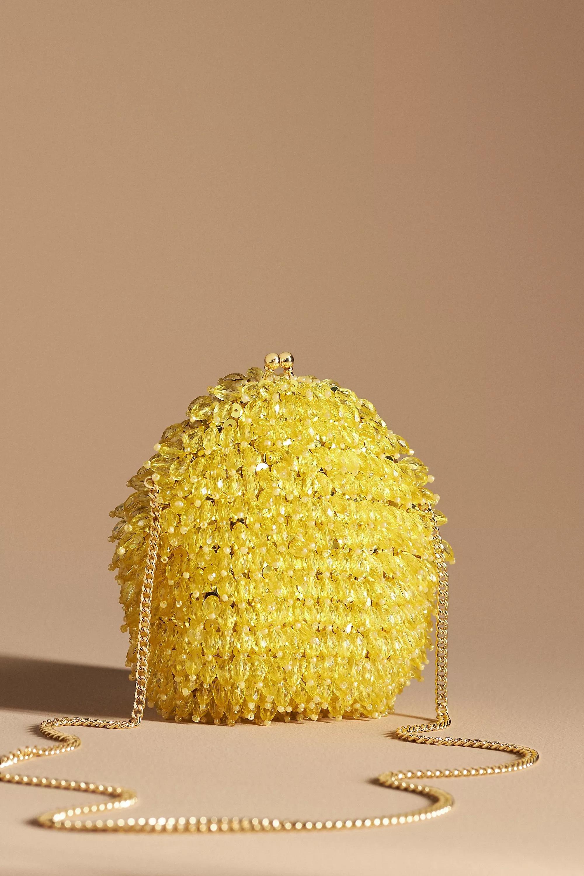 Beaded Fringe Crossbody Clutch Bag, Yellow, A501_0034, large image number 0