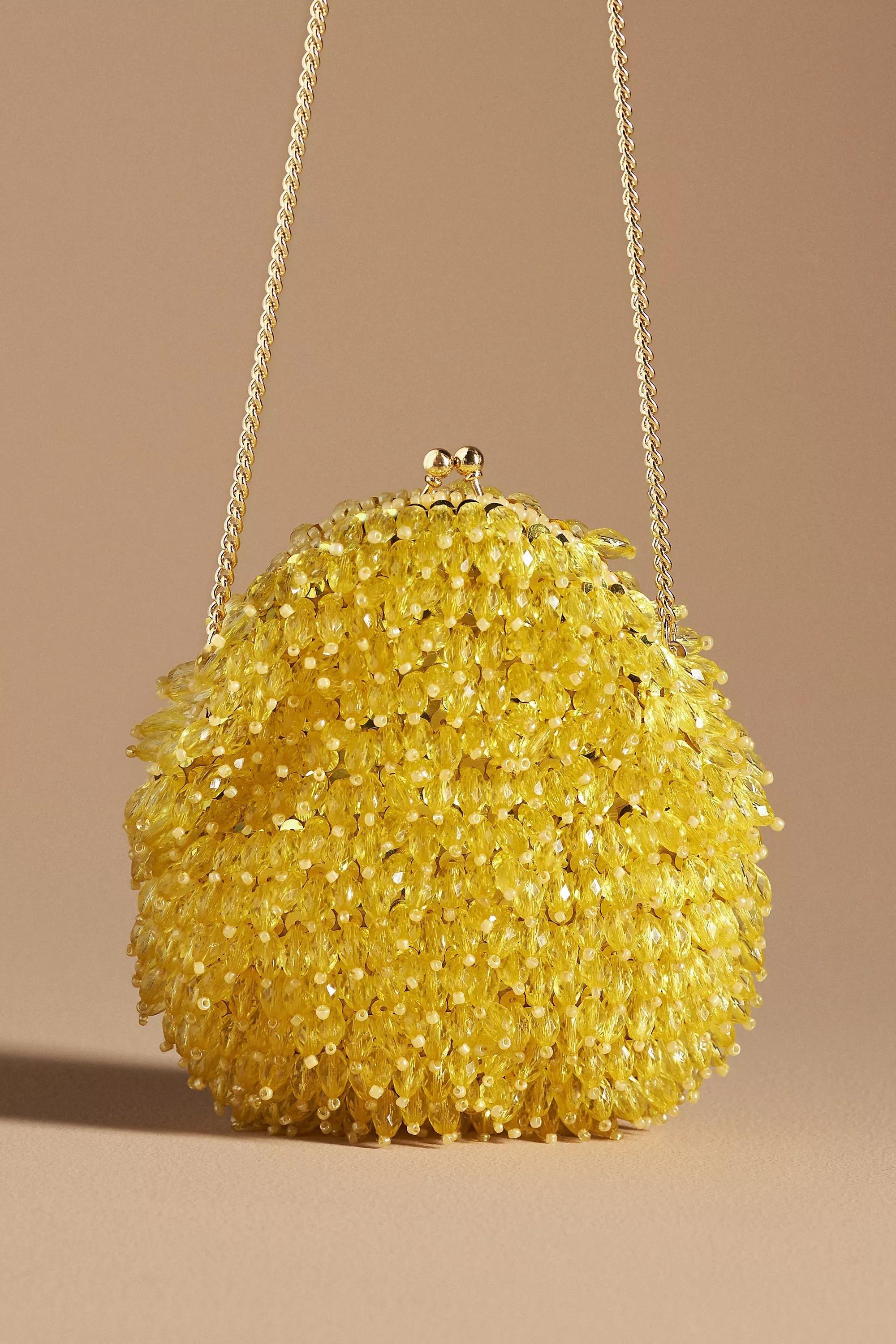 Beaded Fringe Crossbody Clutch Bag, Yellow, A501_0034, large image number 1