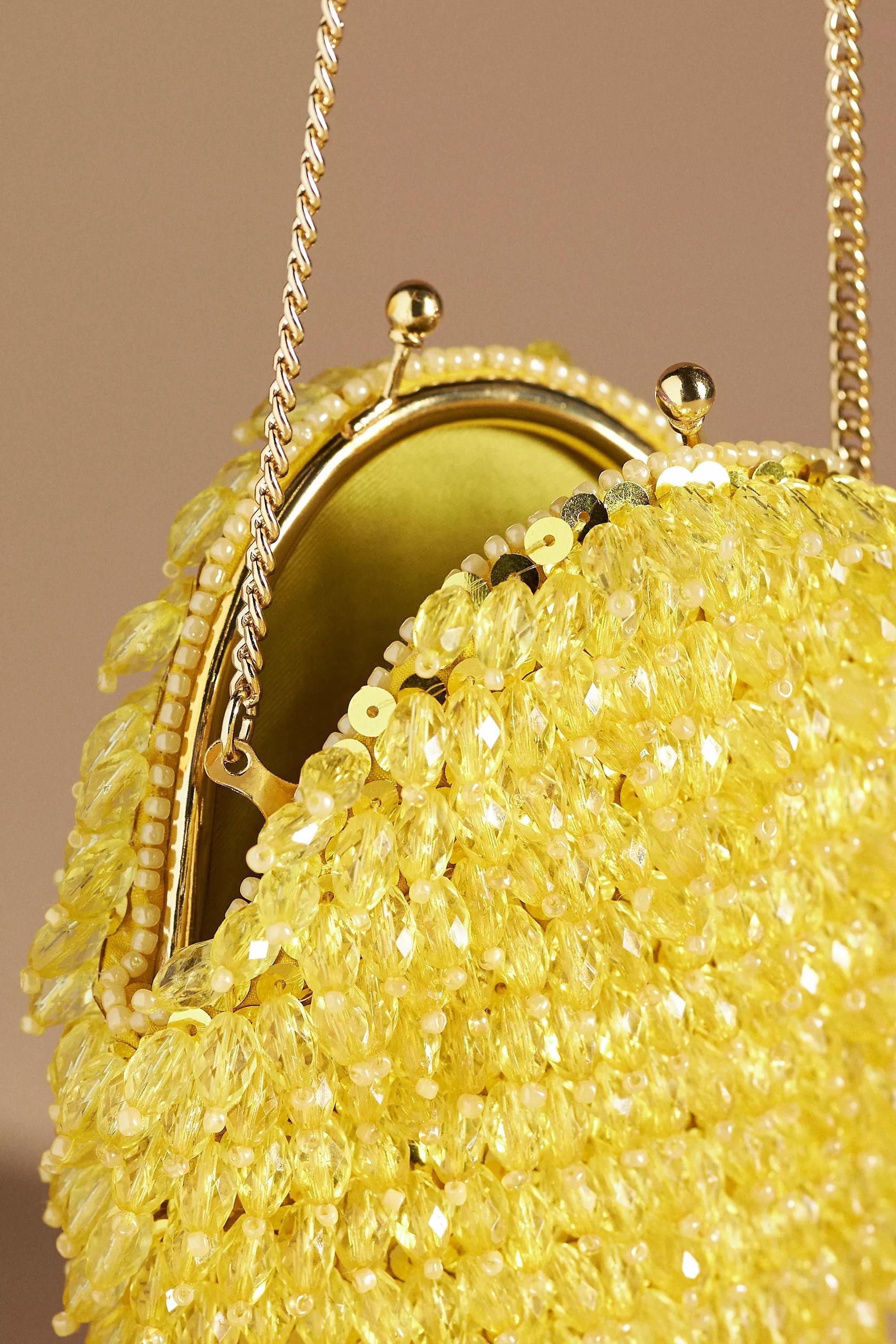 Beaded Fringe Crossbody Clutch Bag, Yellow, A501_0034, large image number 2