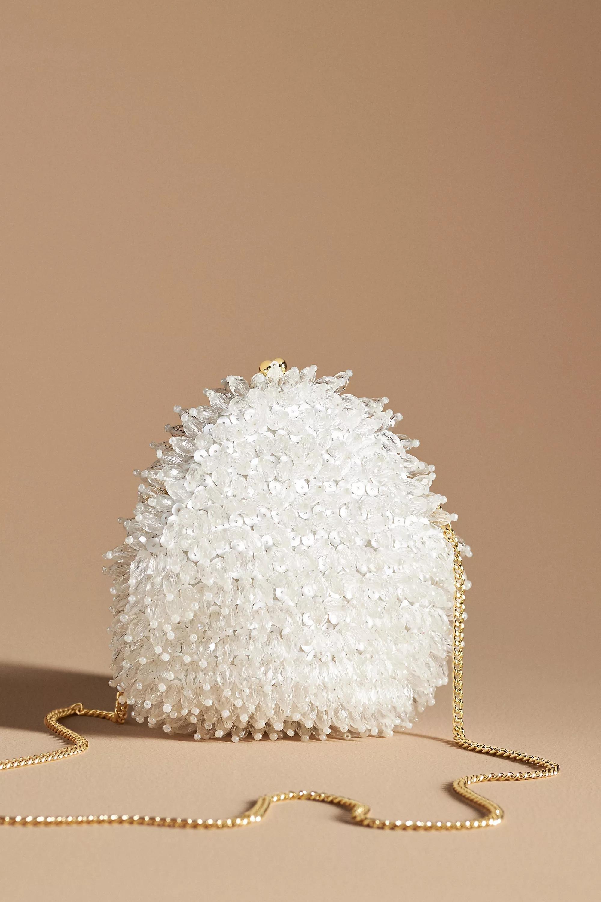Beaded Fringe Crossbody Clutch Bag, White, A501_0100, large image number 0