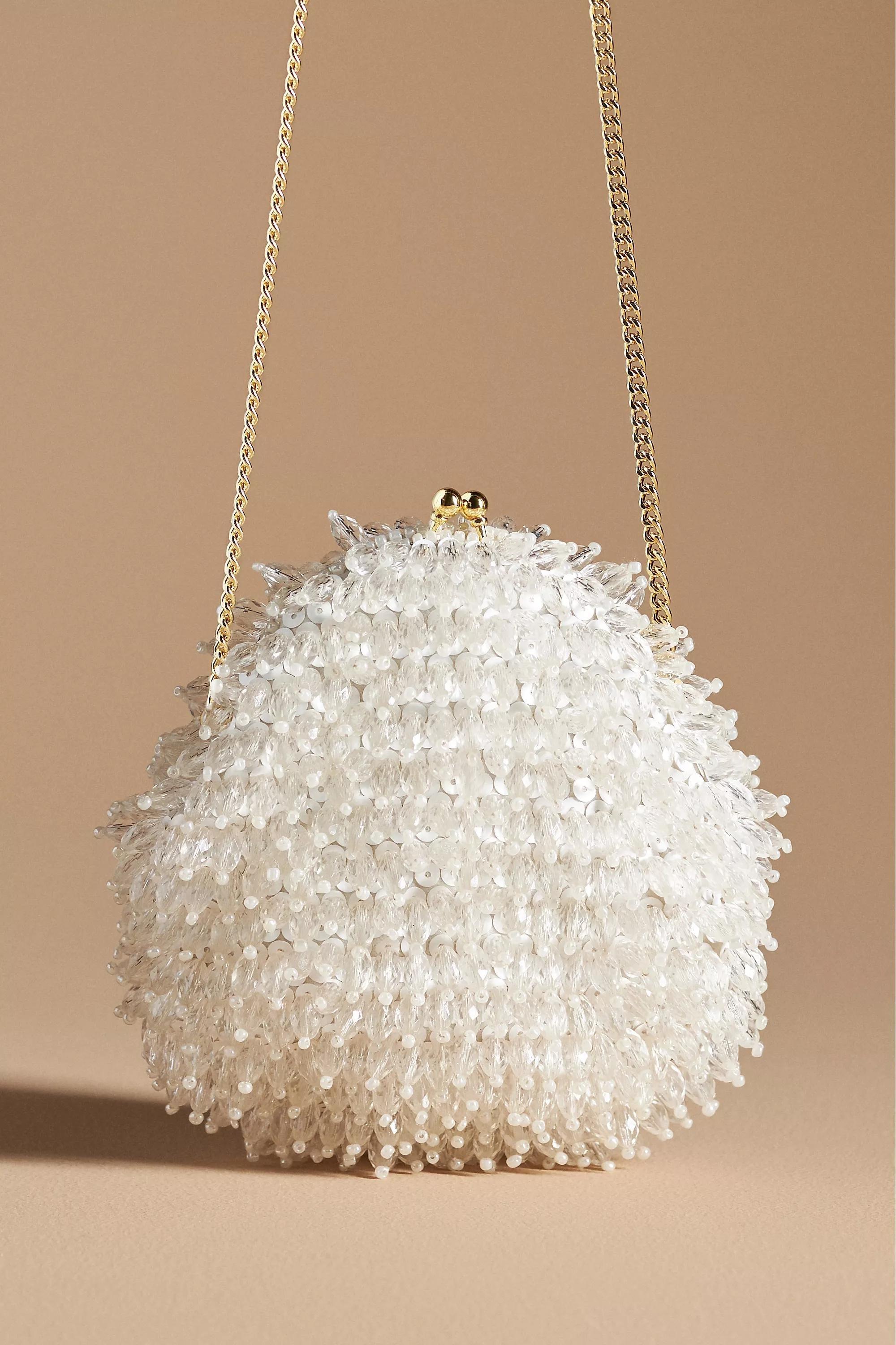 Beaded Fringe Crossbody Clutch Bag, White, A501_0100, large image number 1