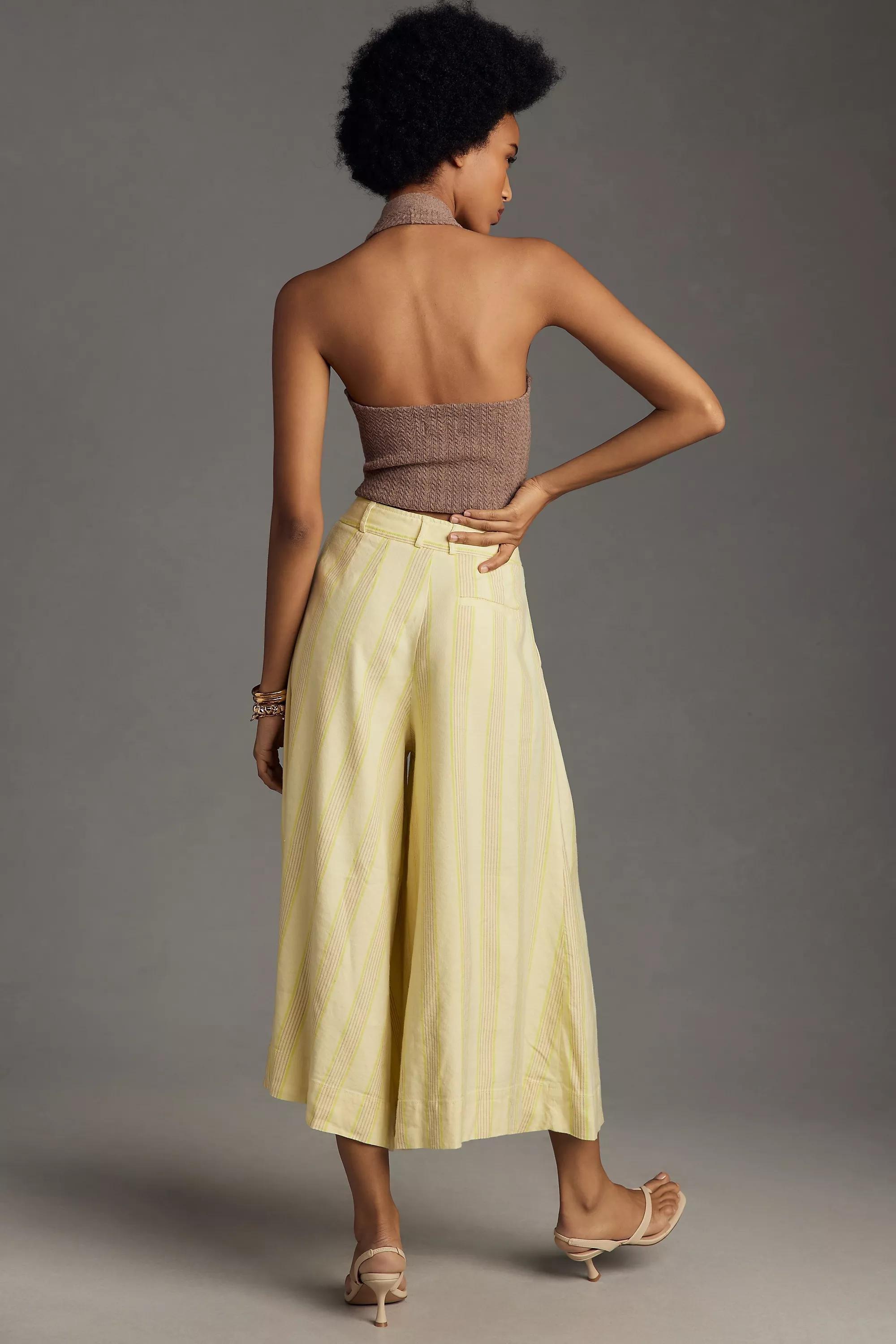 By Maeve Striped High Rise Linen Trousers, Beige, , large image number 4