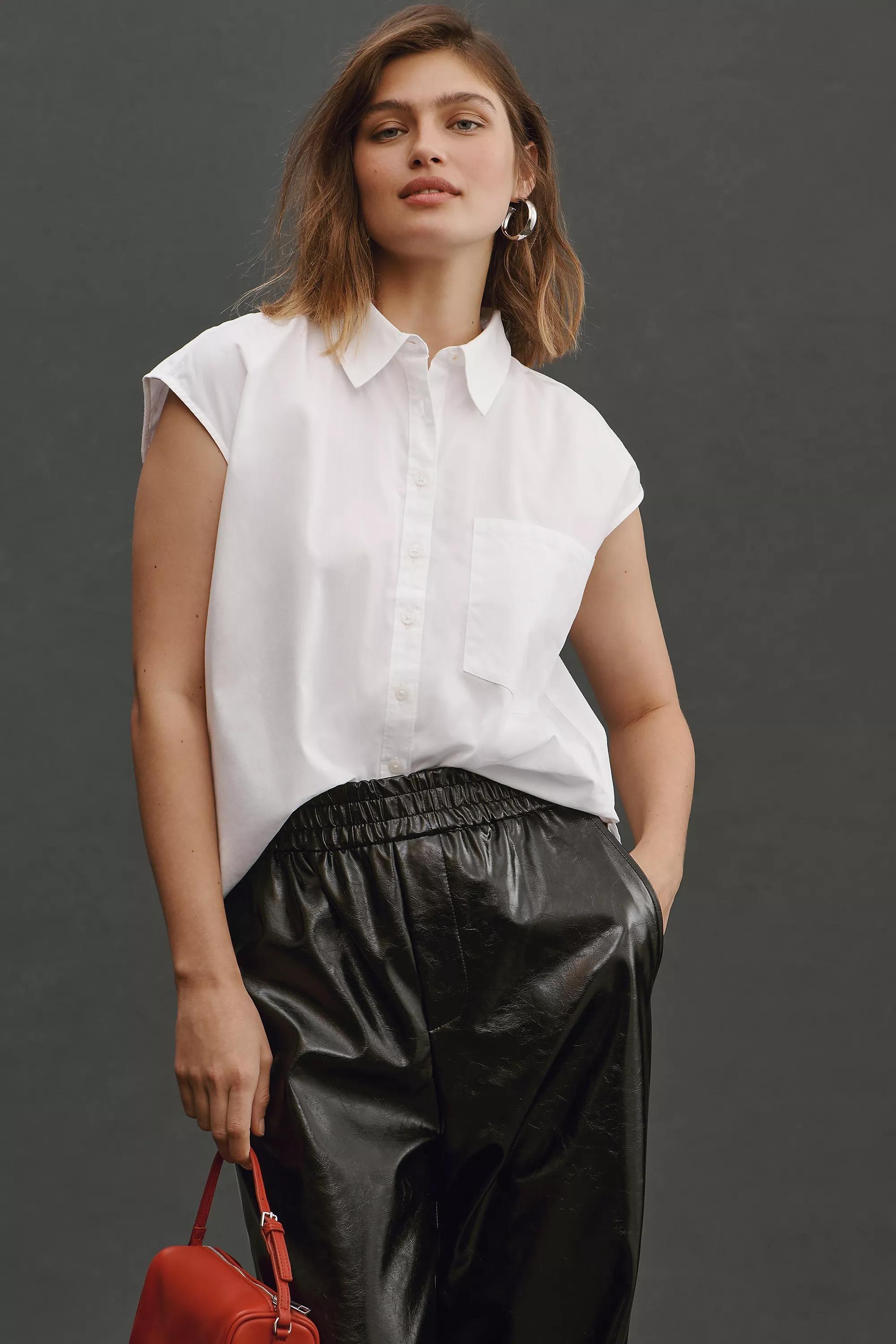 The Bennet Buttondown Shirt By Maeve: Sleeveless Edition, White, , large image number 0