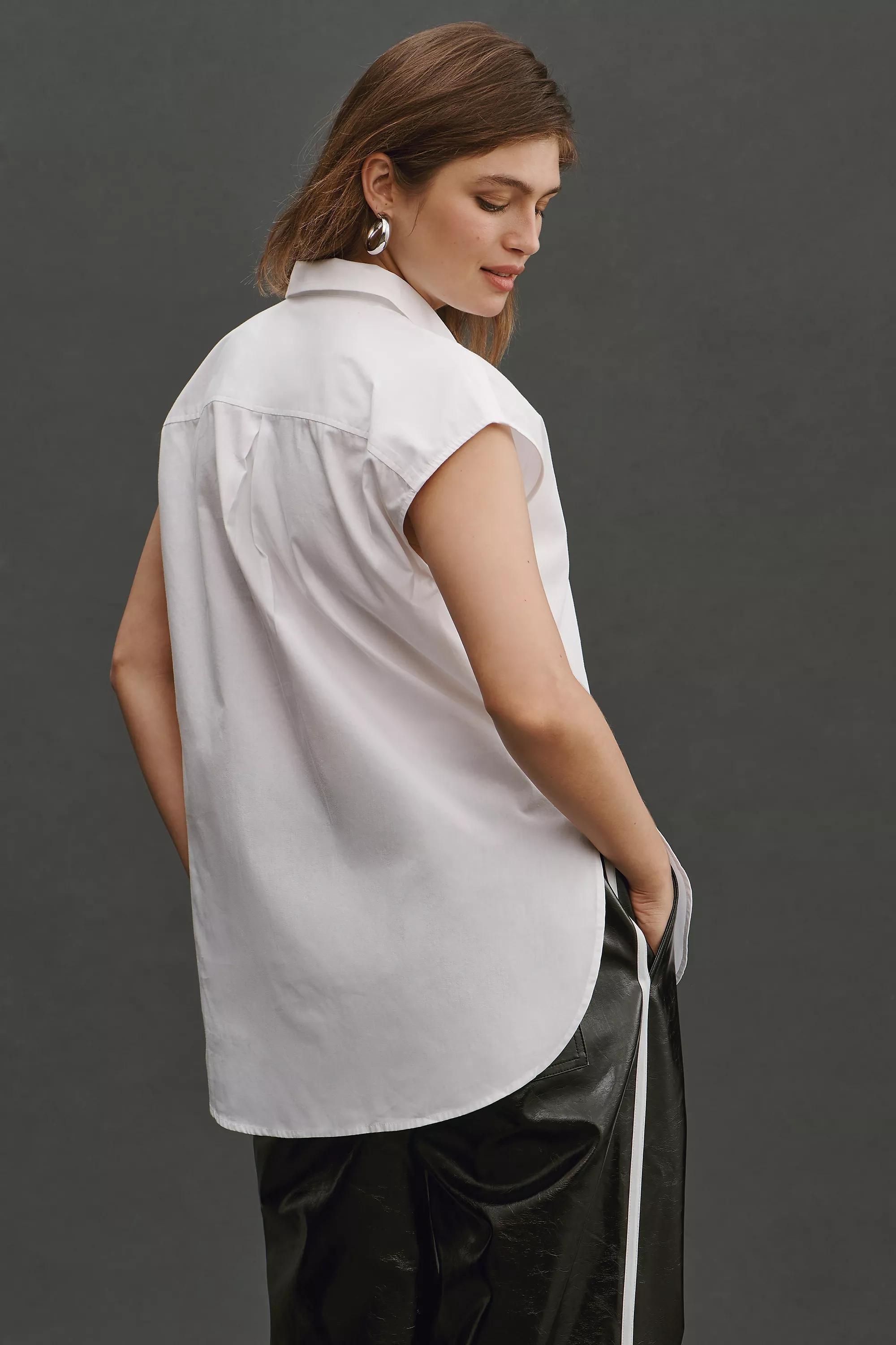 Anthropologie - The Bennet Buttondown Shirt By Maeve: Sleeveless Edition, White