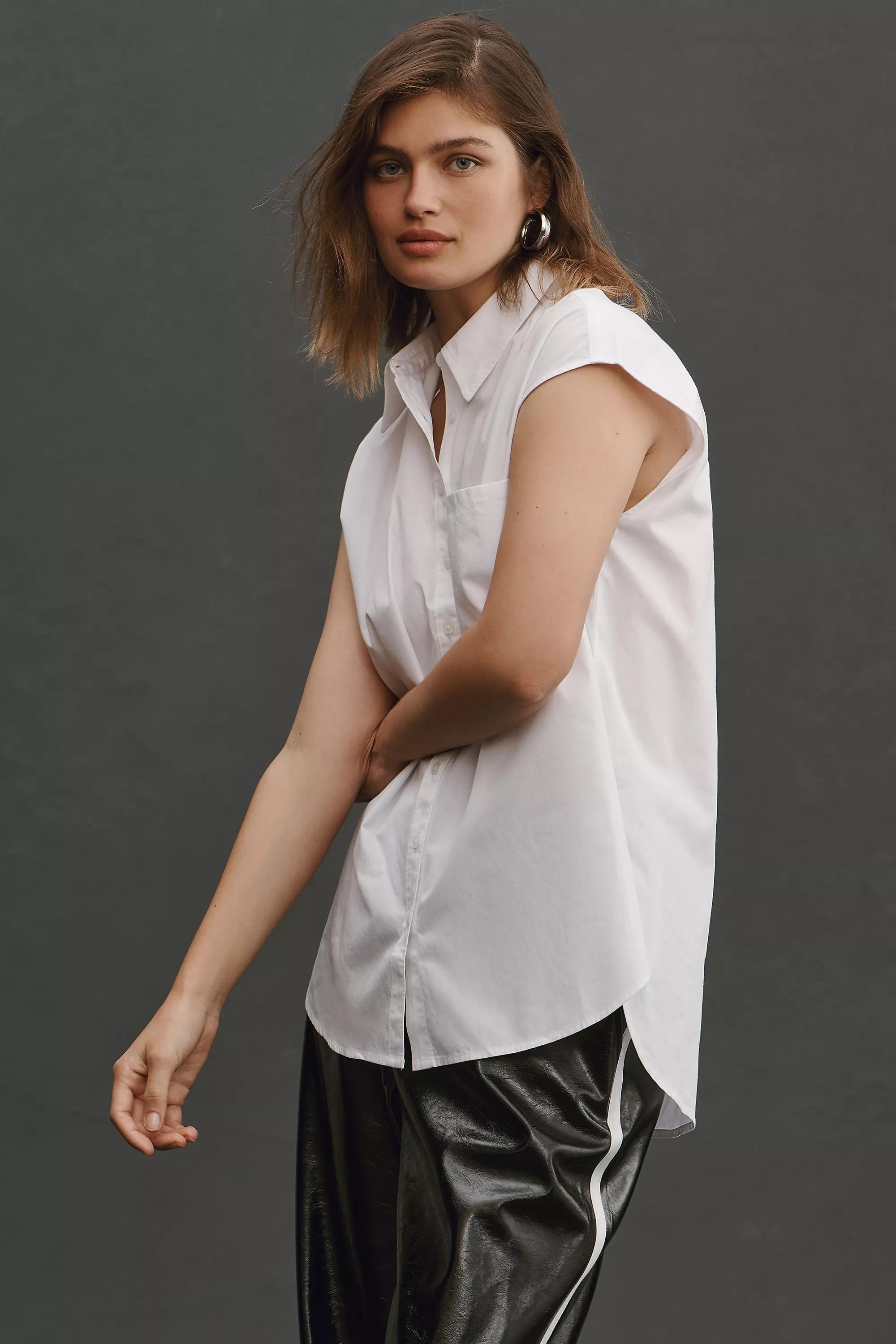 The Bennet Buttondown Shirt By Maeve: Sleeveless Edition, White, , large image number 3