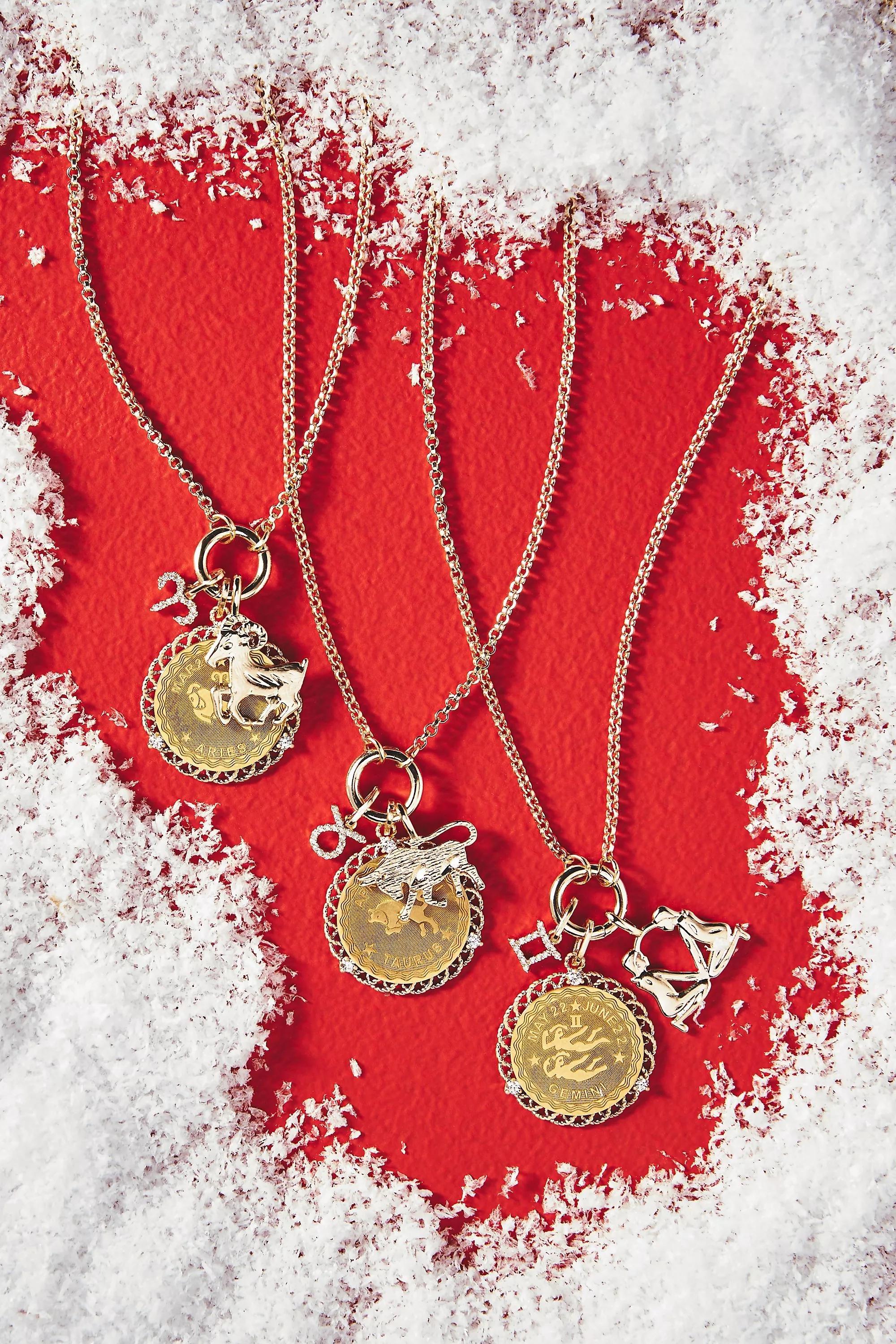 Zodiac Charm Necklace, Gold-Plated, A501_0803, large image number 1